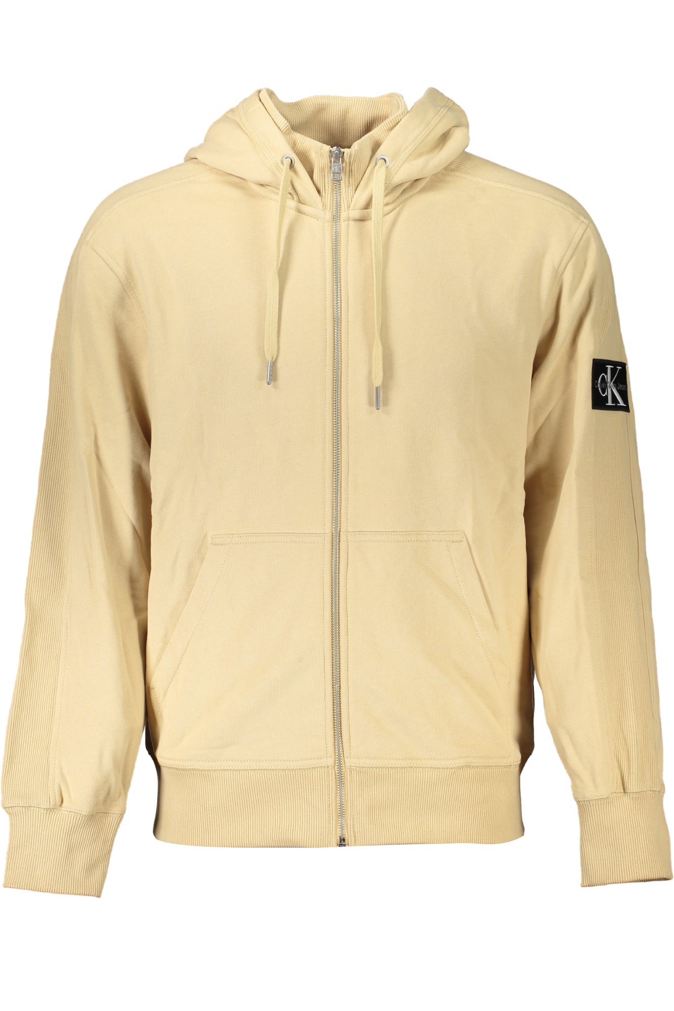 CALVIN KLEIN MENS BEIGE ZIP SWEATSHIRT