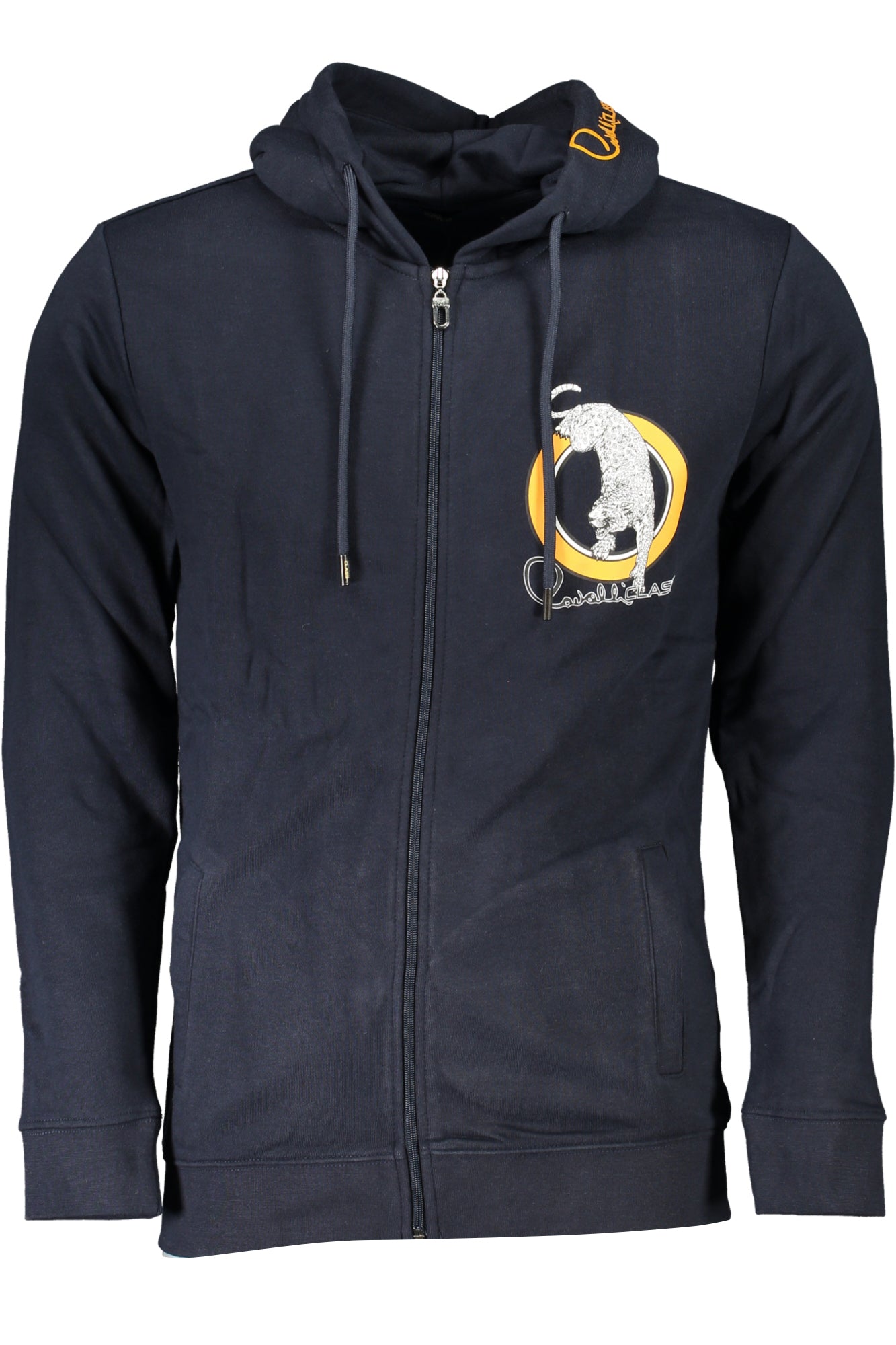 CAVALLI CLASS MENS BLUE ZIP SWEATSHIRT