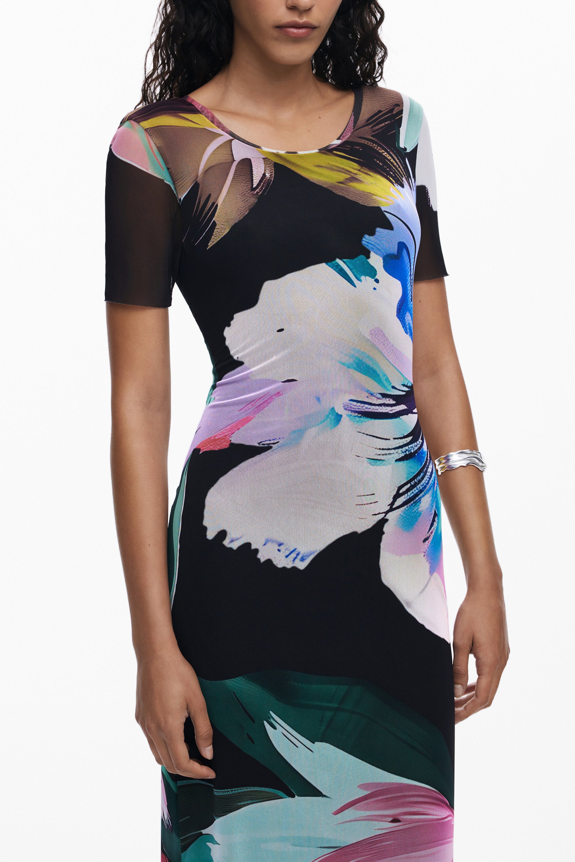 DESIGUAL WOMENS LONG BLACK DRESS