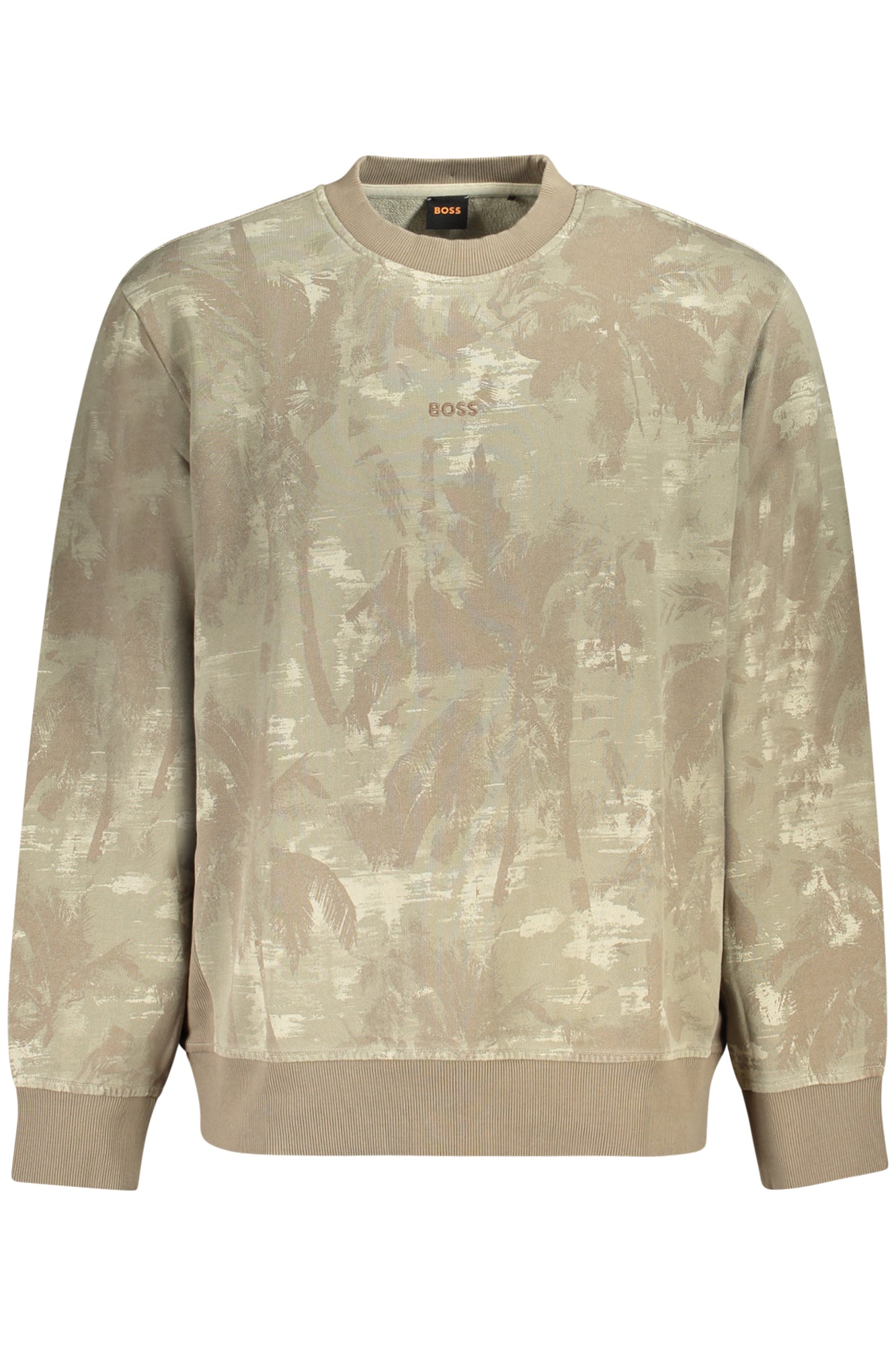 BOSS MENS ZIP-FREE SWEATSHIRT BROWN