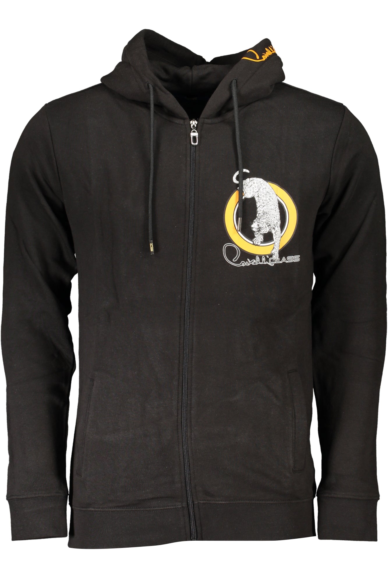 CAVALLI CLASS MENS BLACK ZIP SWEATSHIRT