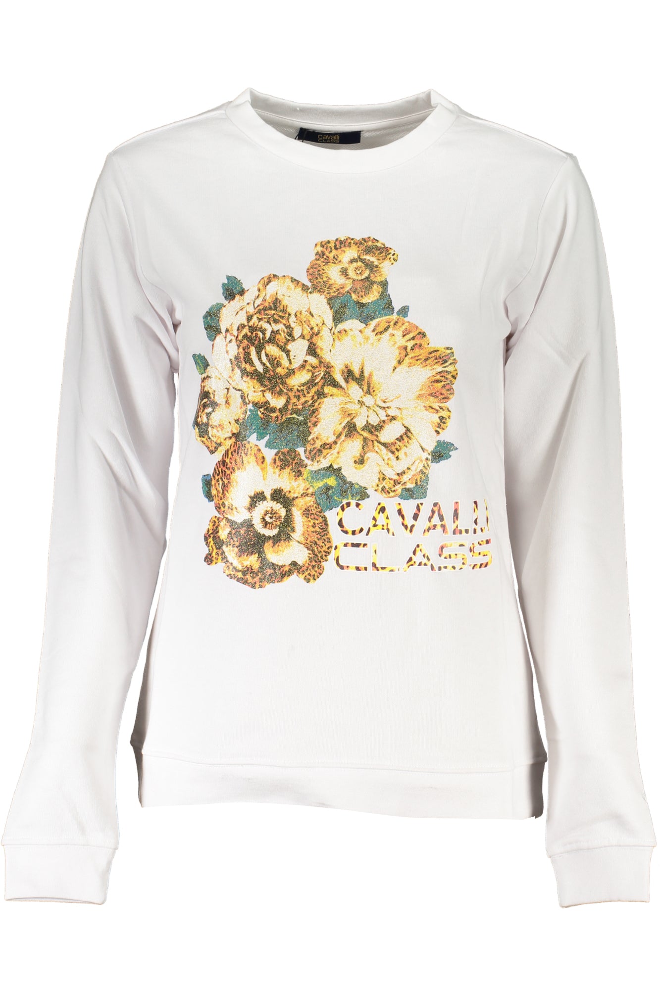 CAVALLI CLASS WOMENS WHITE SWEATSHIRT WITHOUT ZIP