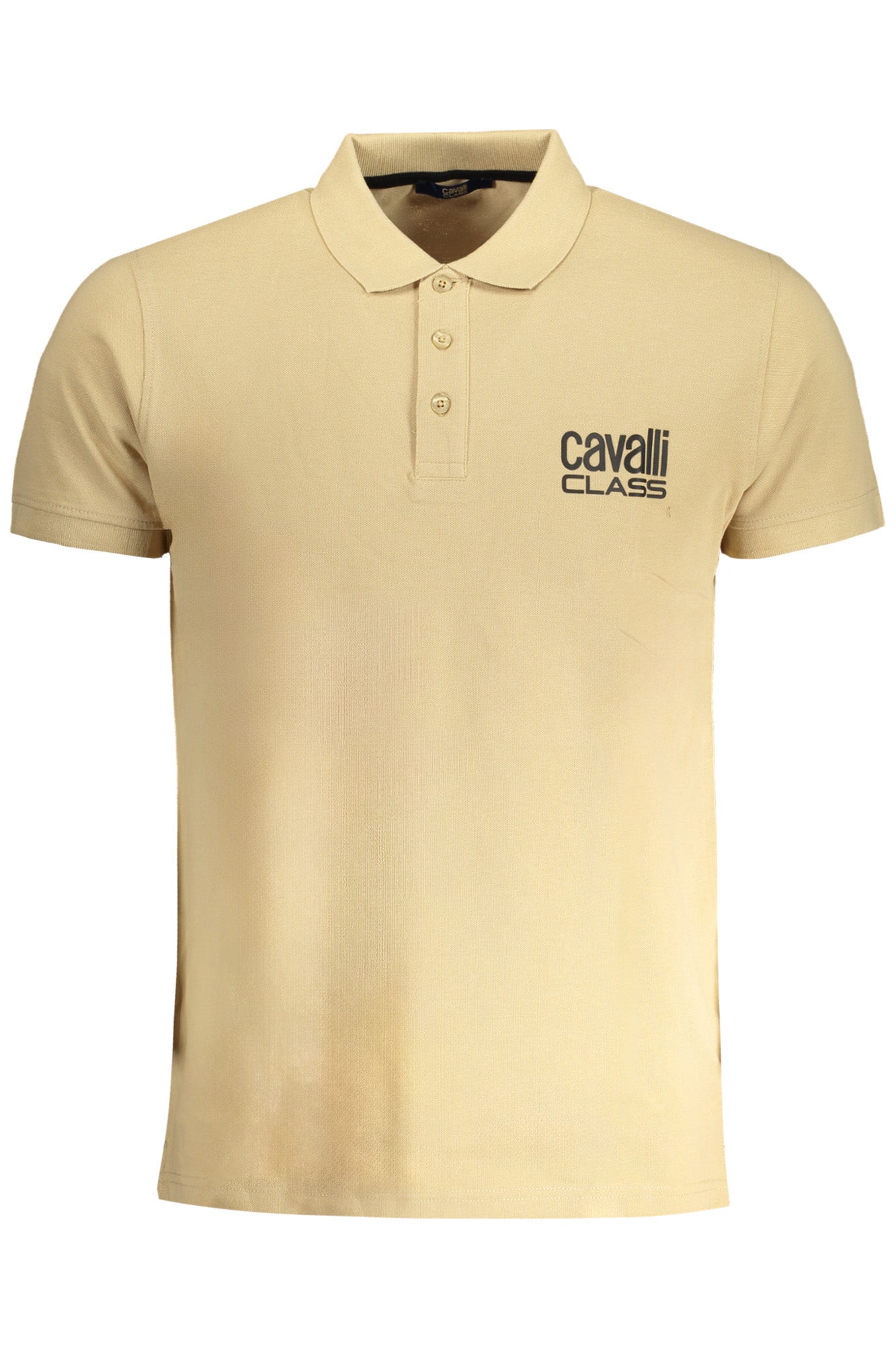 CAVALLI CLASS MENS SHORT SLEEVED POLO SHIRT BEIGE
