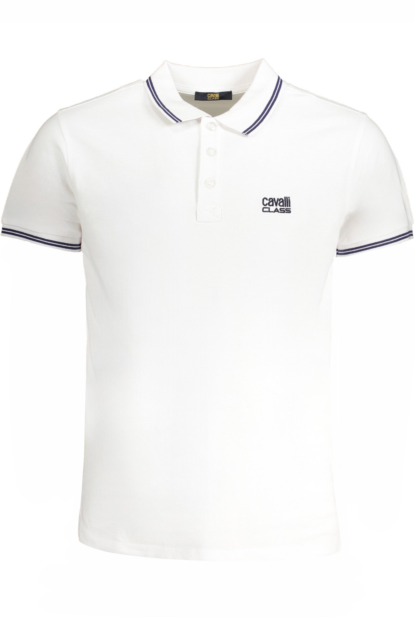 CAVALLI CLASS MENS WHITE SHORT SLEEVED POLO SHIRT