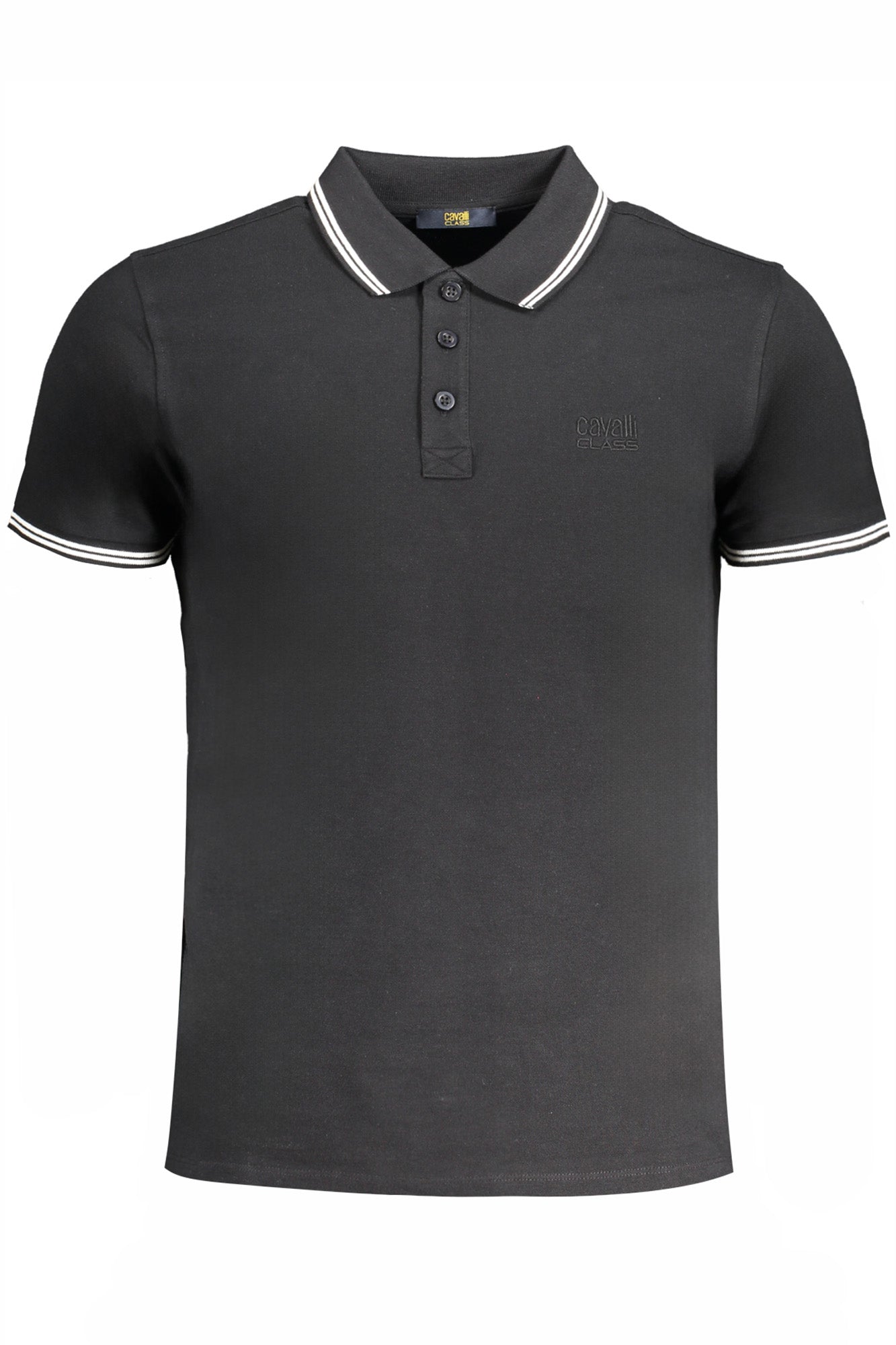 CAVALLI CLASS MENS SHORT SLEEVED POLO SHIRT BLACK