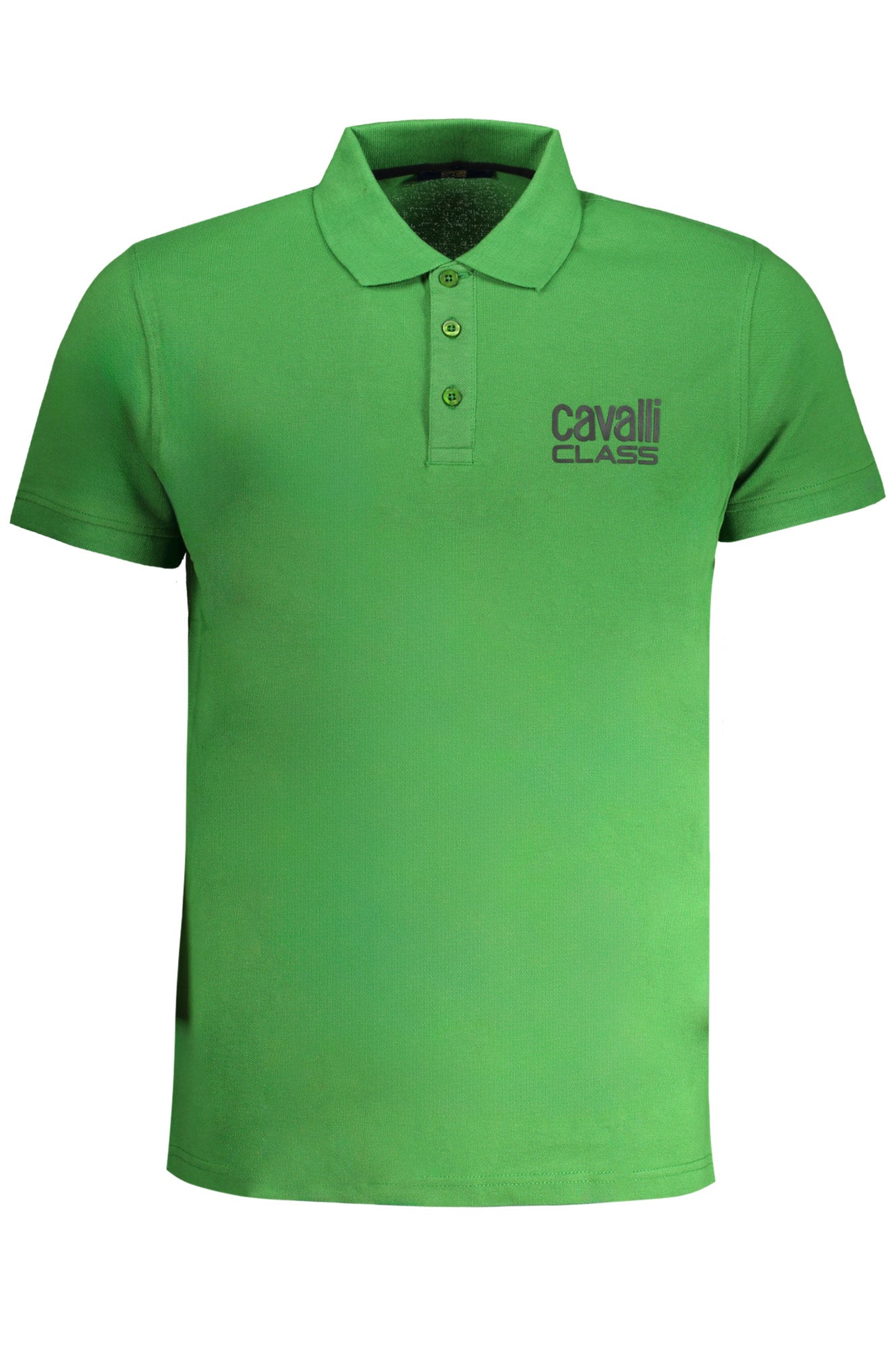 CAVALLI CLASS MENS GREEN SHORT SLEEVED POLO SHIRT