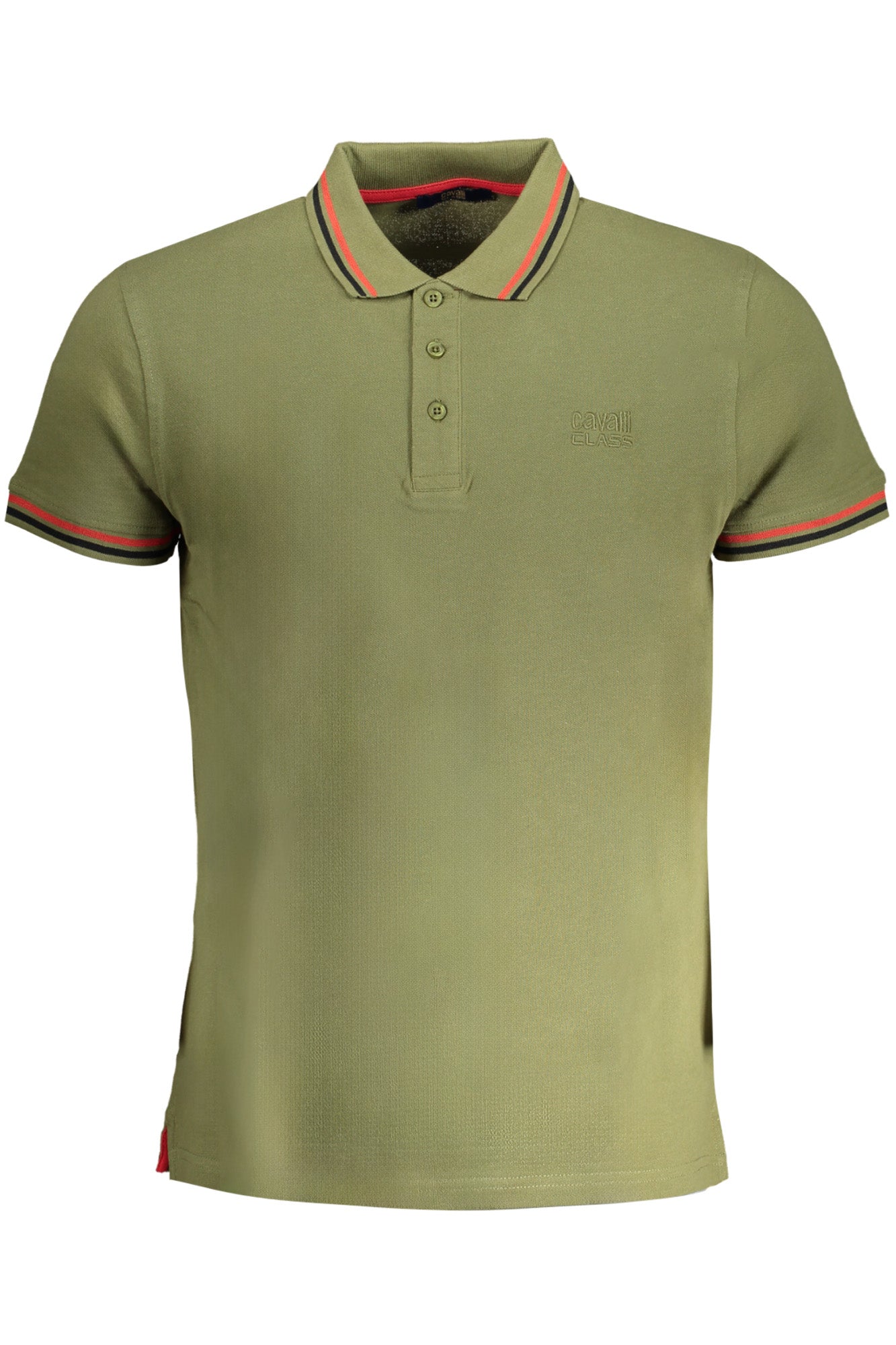 CAVALLI CLASS MENS GREEN SHORT SLEEVED POLO SHIRT