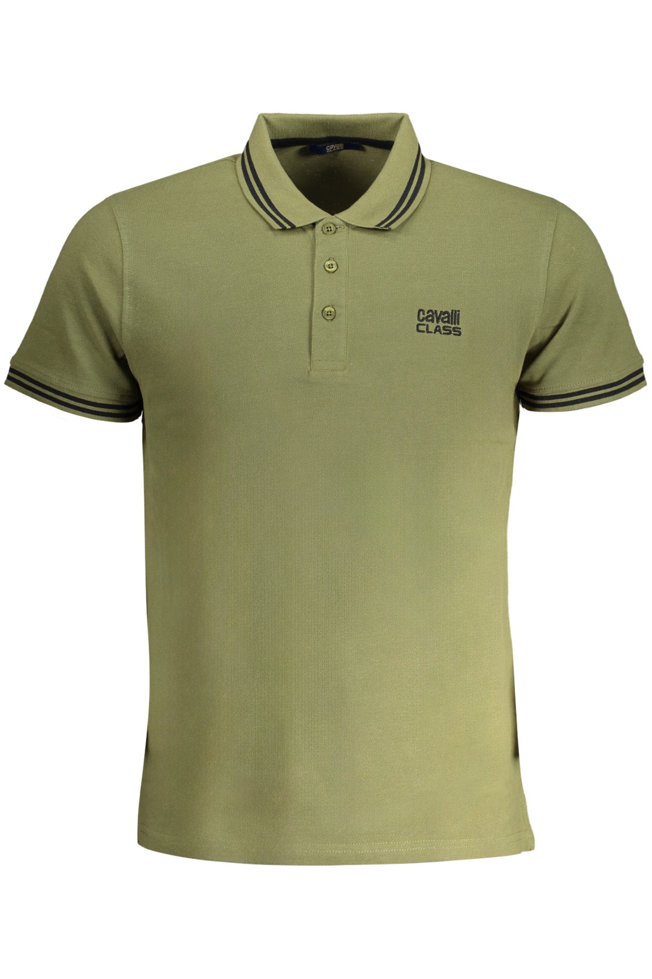 CAVALLI CLASS MENS GREEN SHORT SLEEVED POLO SHIRT