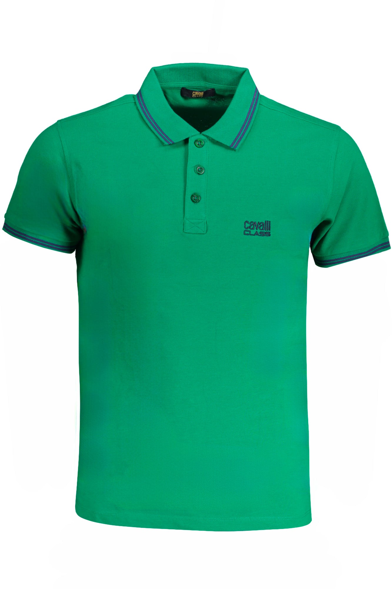 CAVALLI CLASS MENS GREEN SHORT SLEEVED POLO SHIRT