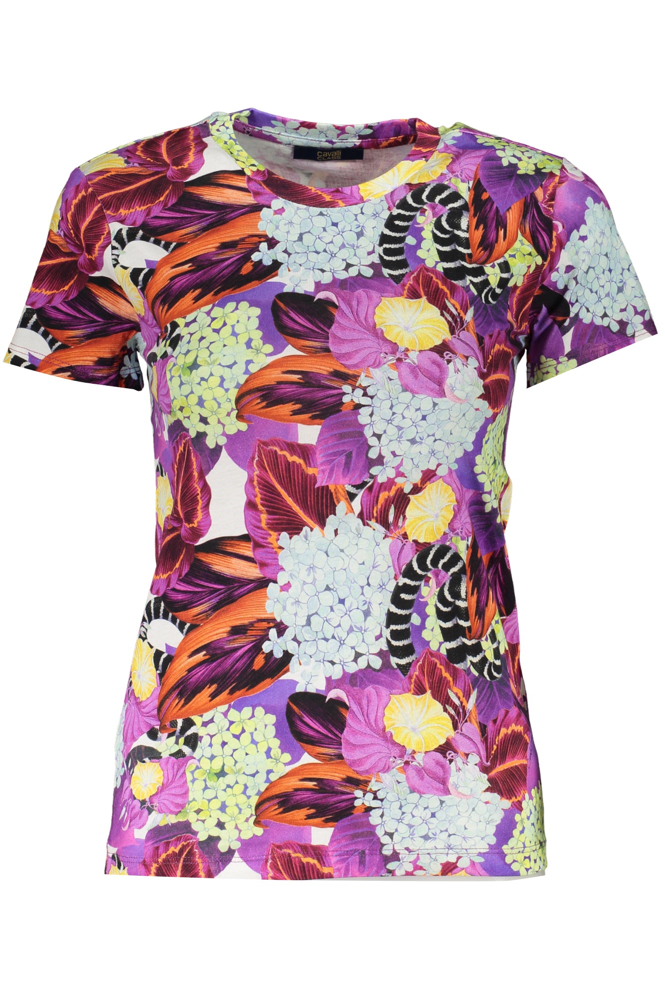 CAVALLI CLASS WOMENS SHORT SLEEVE T-SHIRT PURPLE