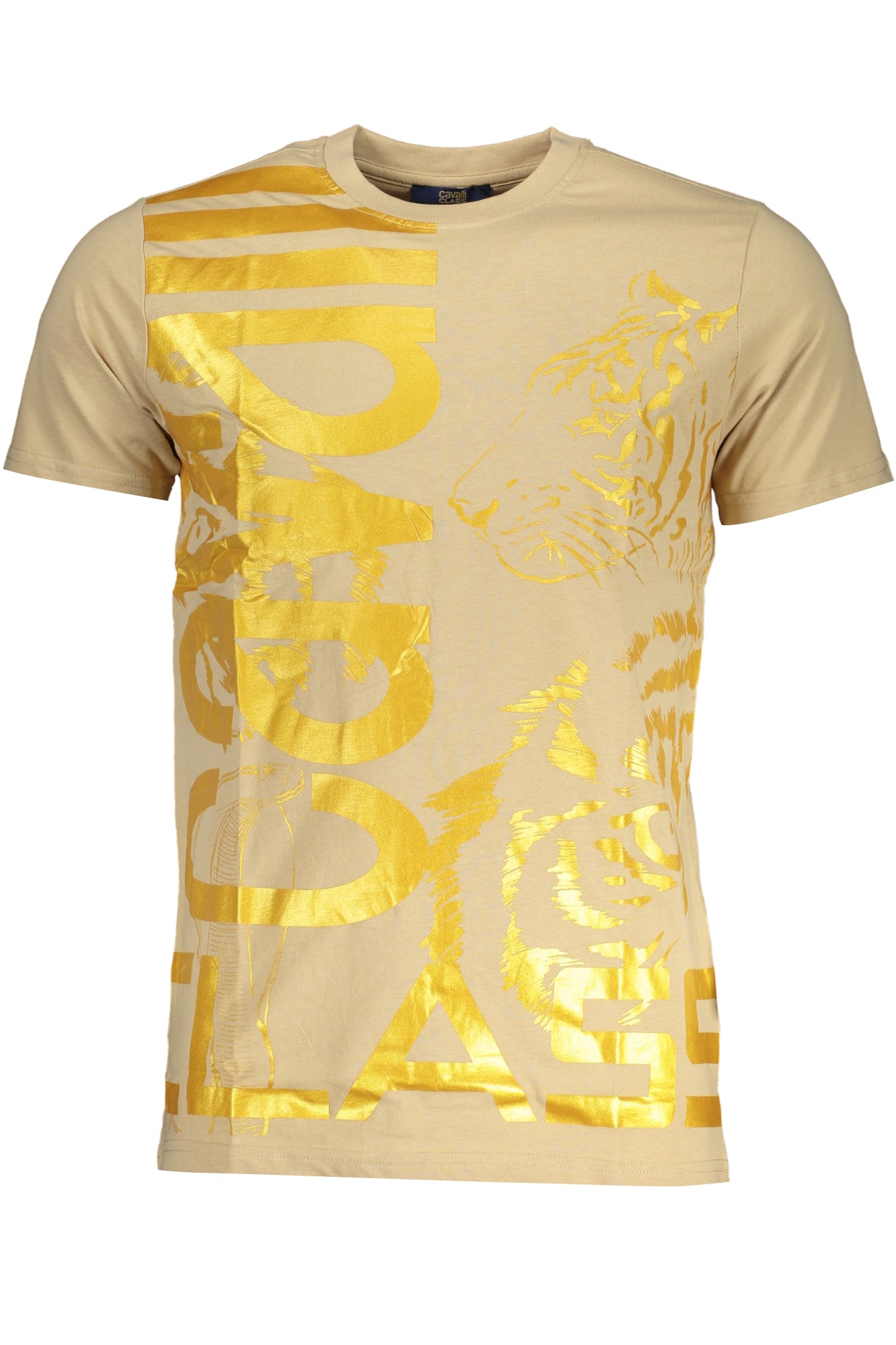 CAVALLI CLASS MENS SHORT SLEEVED T-SHIRT BEIGE