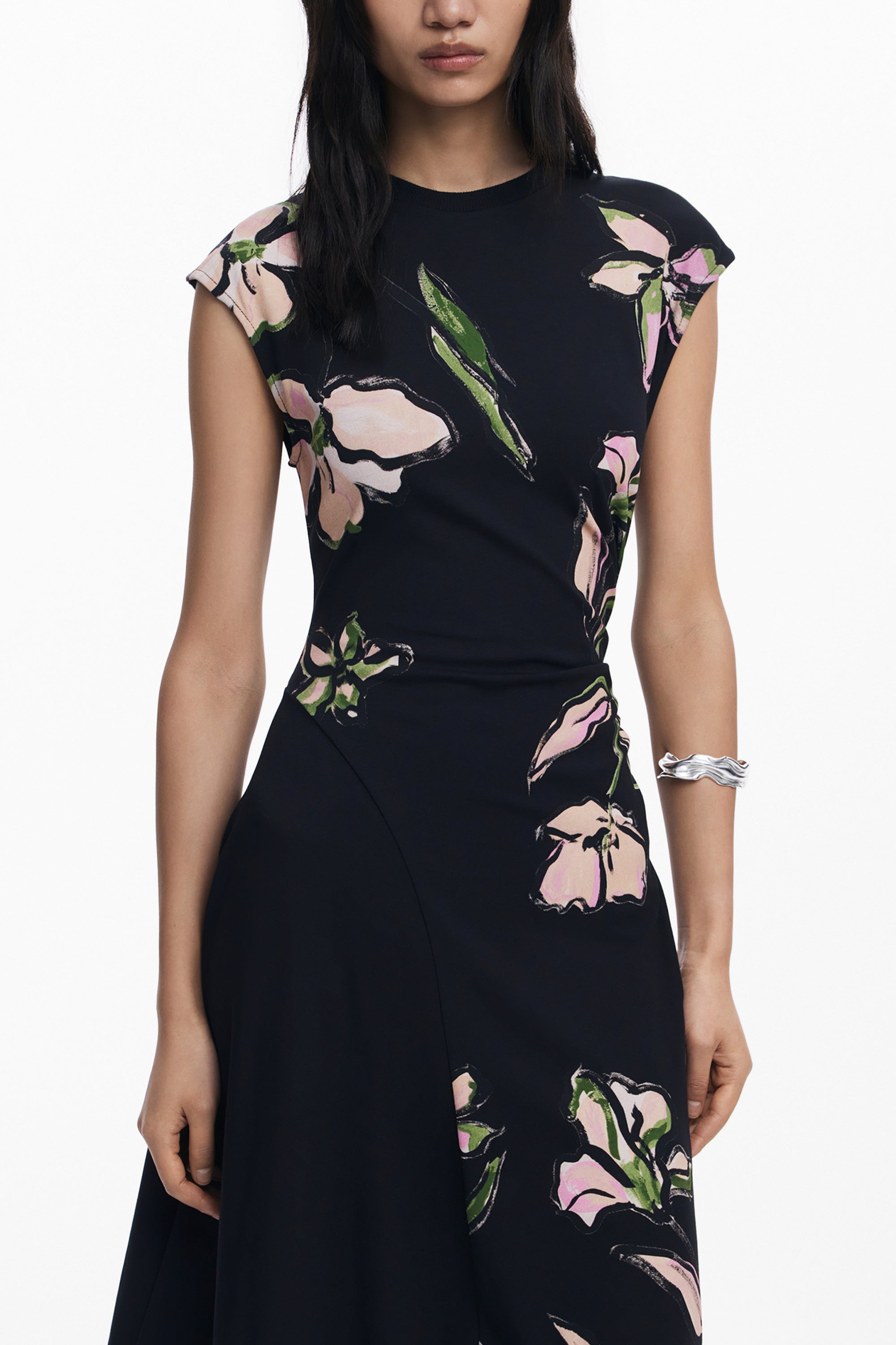DESIGUAL WOMENS LONG BLACK DRESS