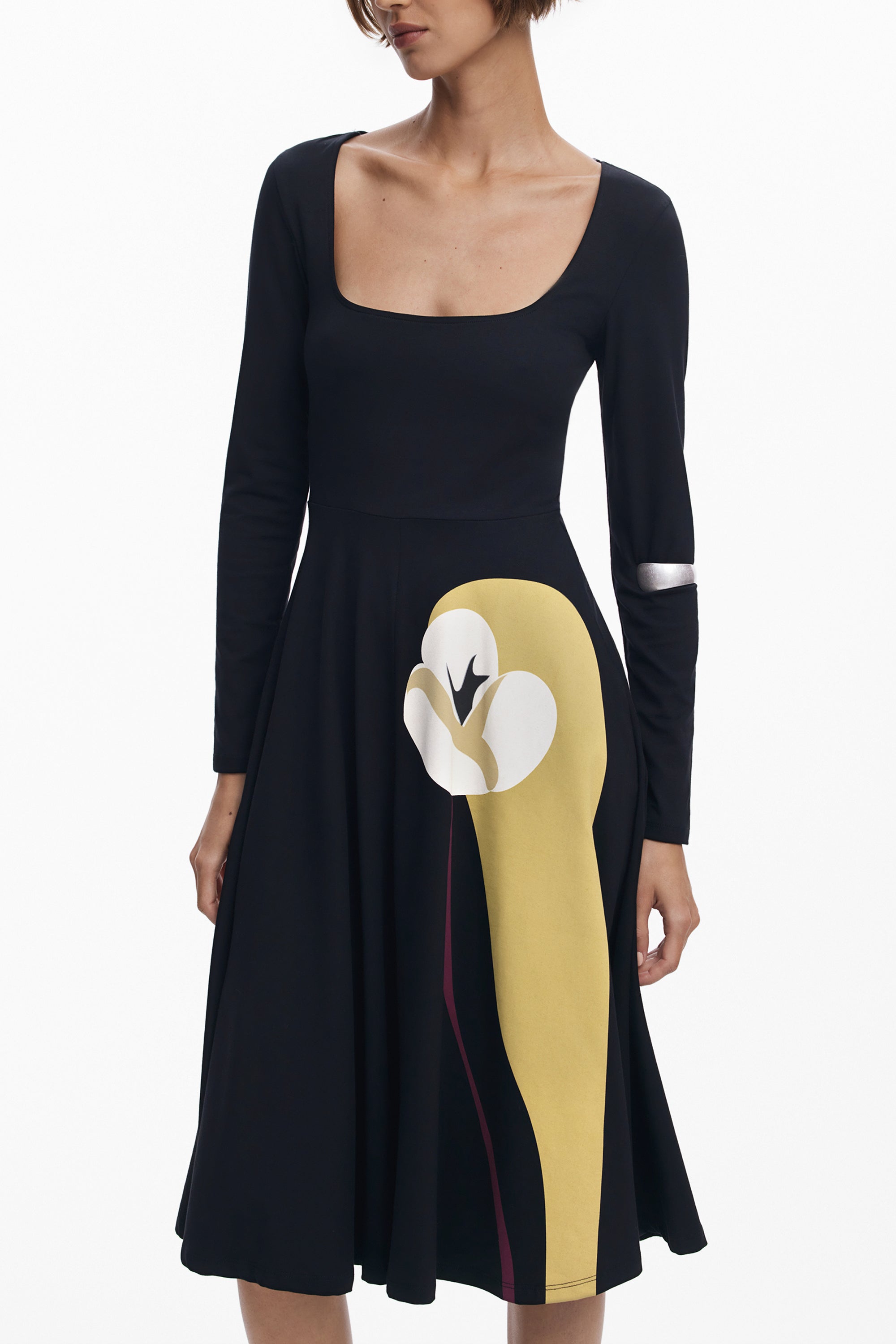 DESIGUAL WOMENS LONG BLACK DRESS