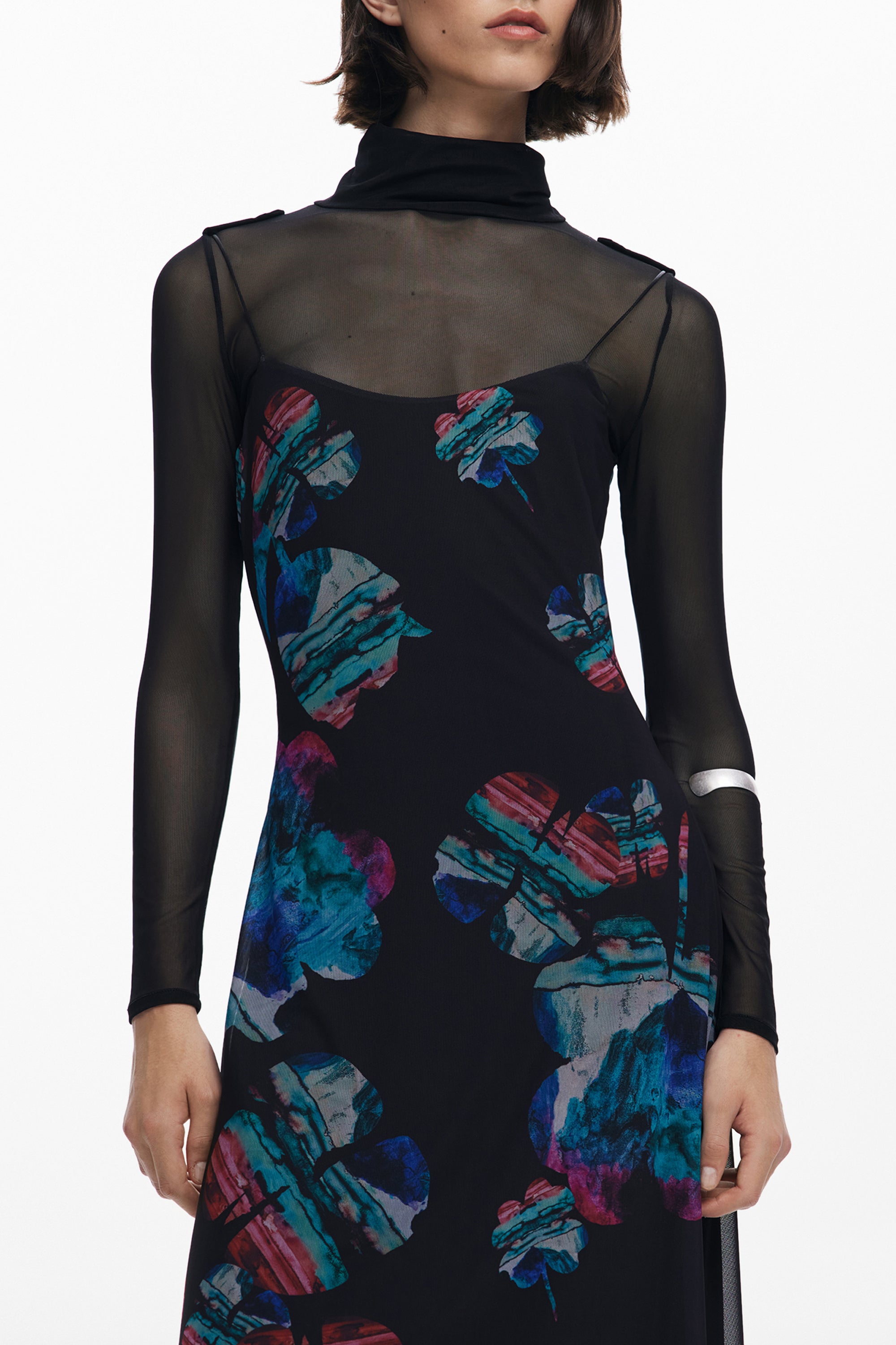 DESIGUAL WOMENS LONG BLACK DRESS