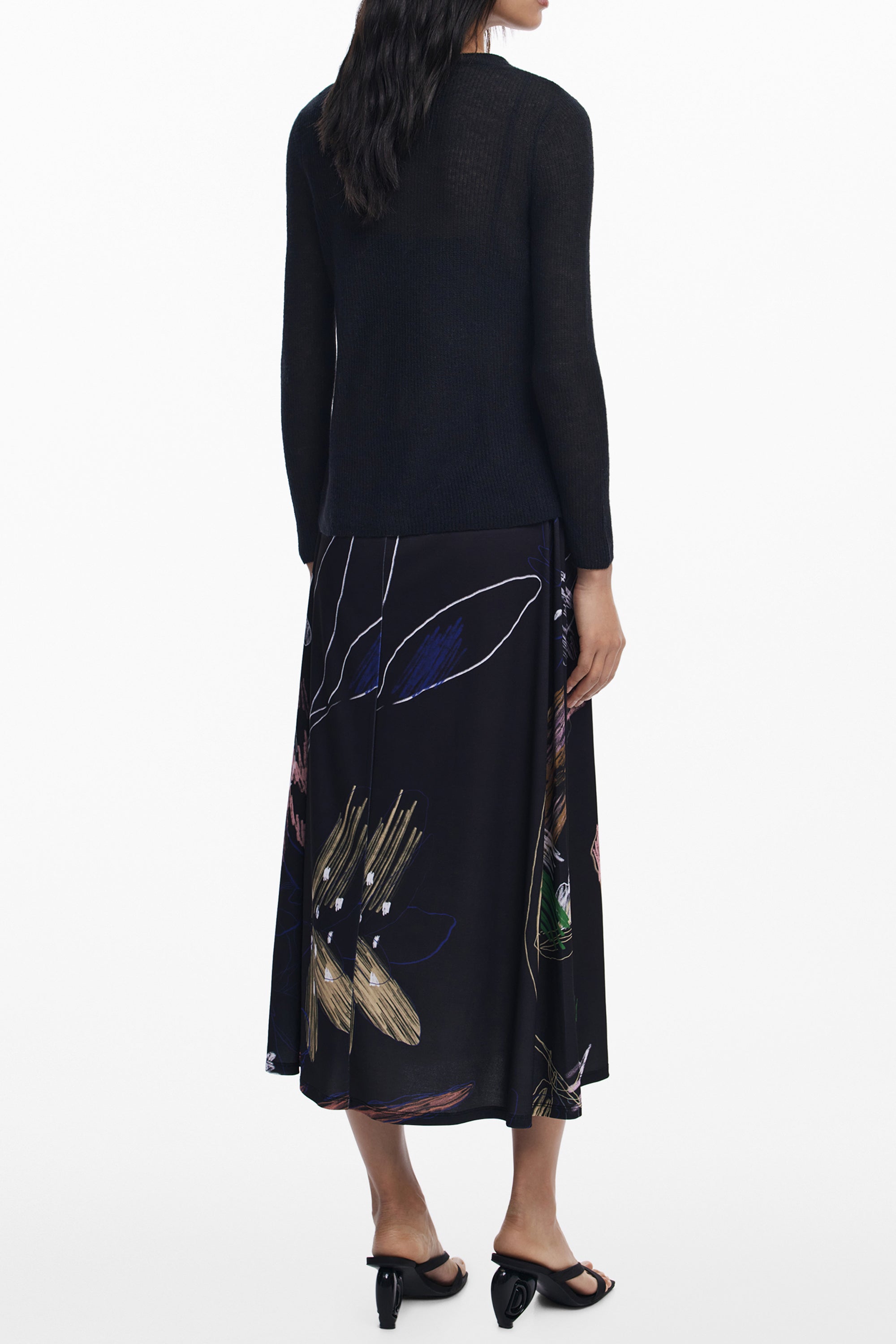 DESIGUAL WOMENS LONG BLACK DRESS