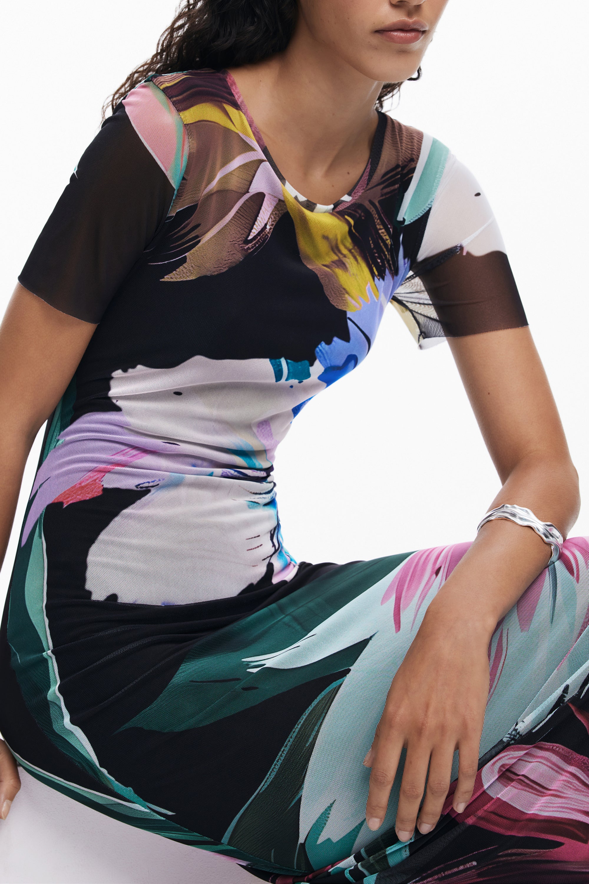 DESIGUAL WOMENS LONG BLACK DRESS