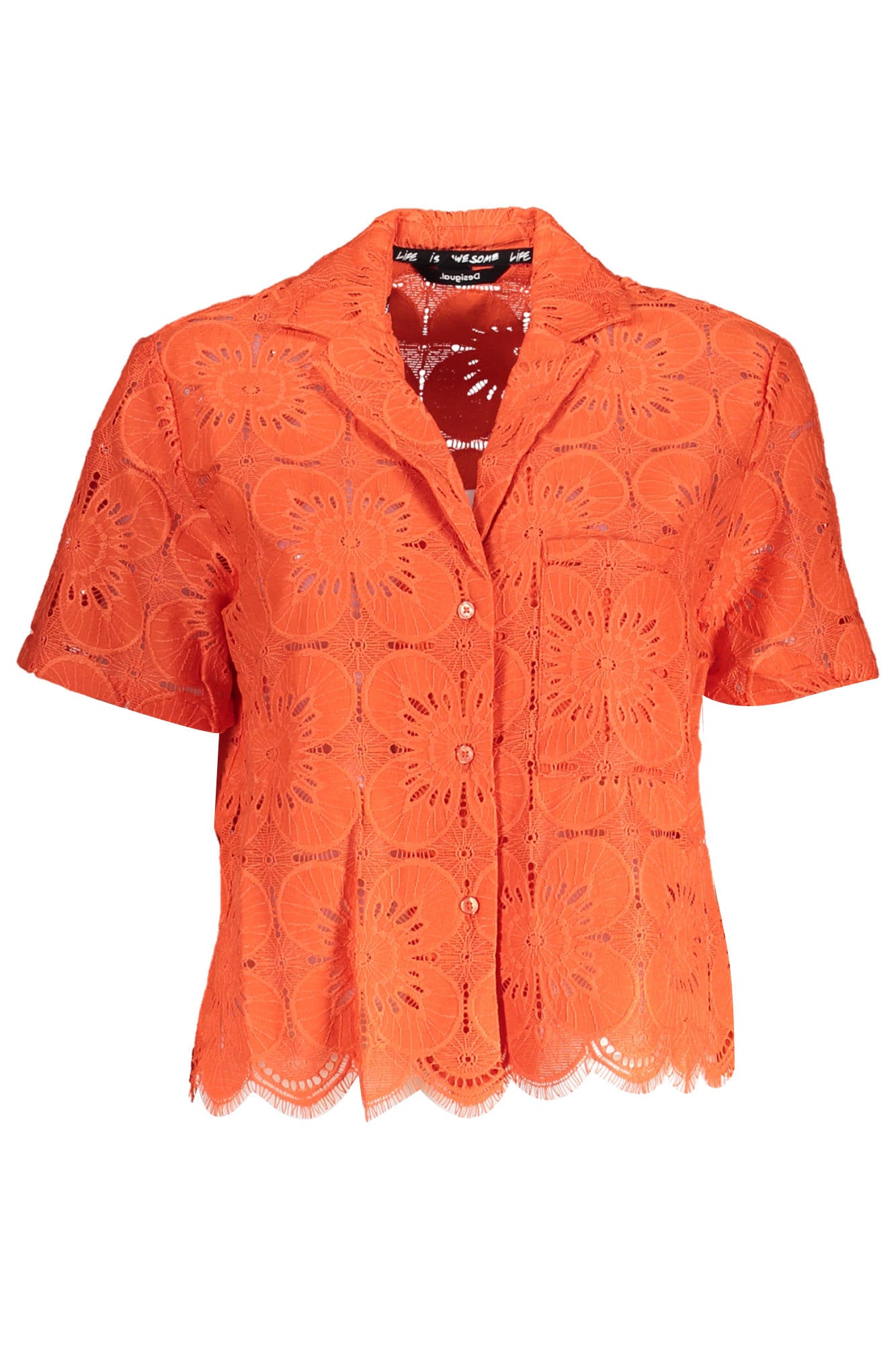 DESIGUAL ORANGE WOMENS SHORT SLEEVED SHIRT