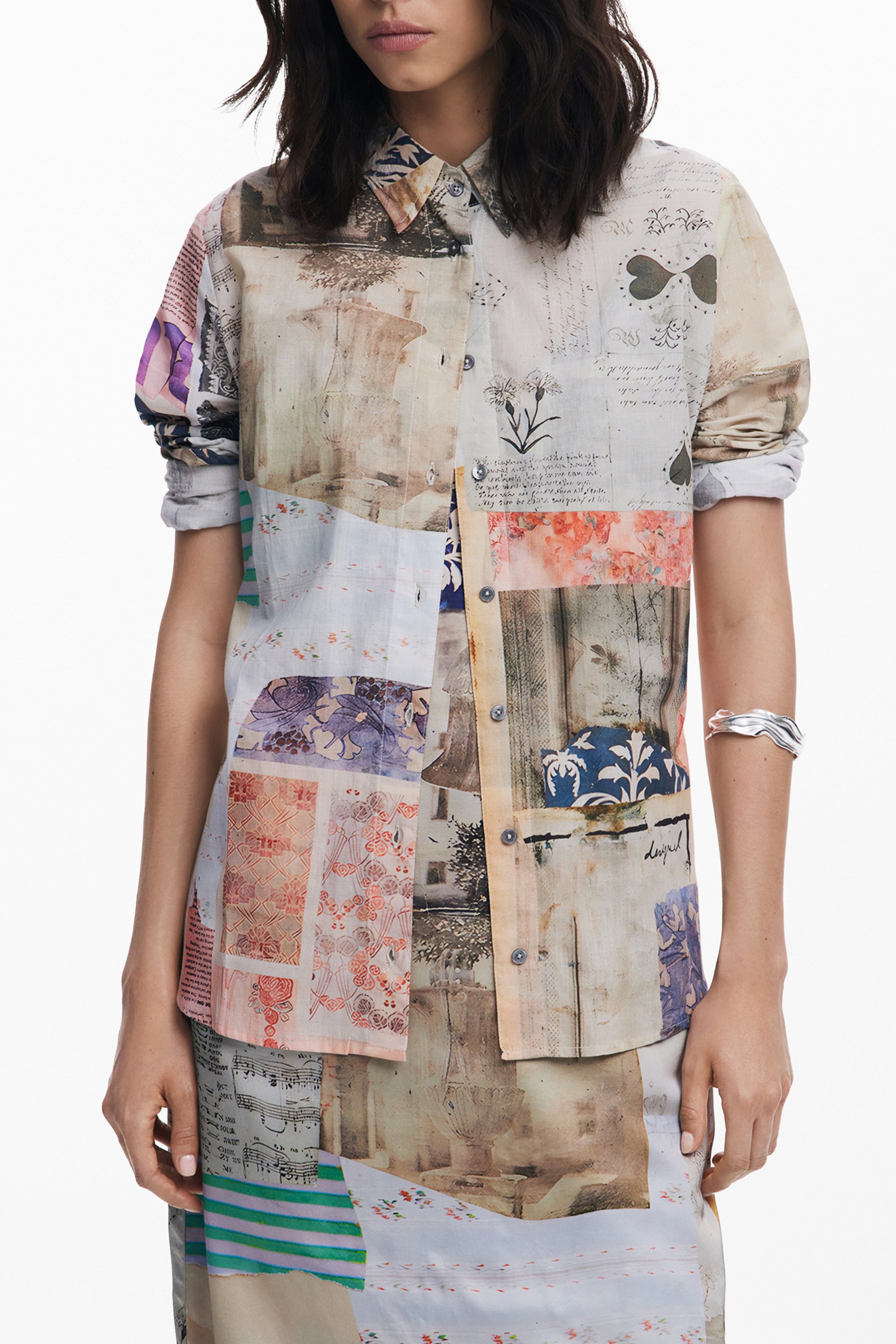 DESIGUAL WOMENS LONG-SLEEVED SHIRT, BEIGE