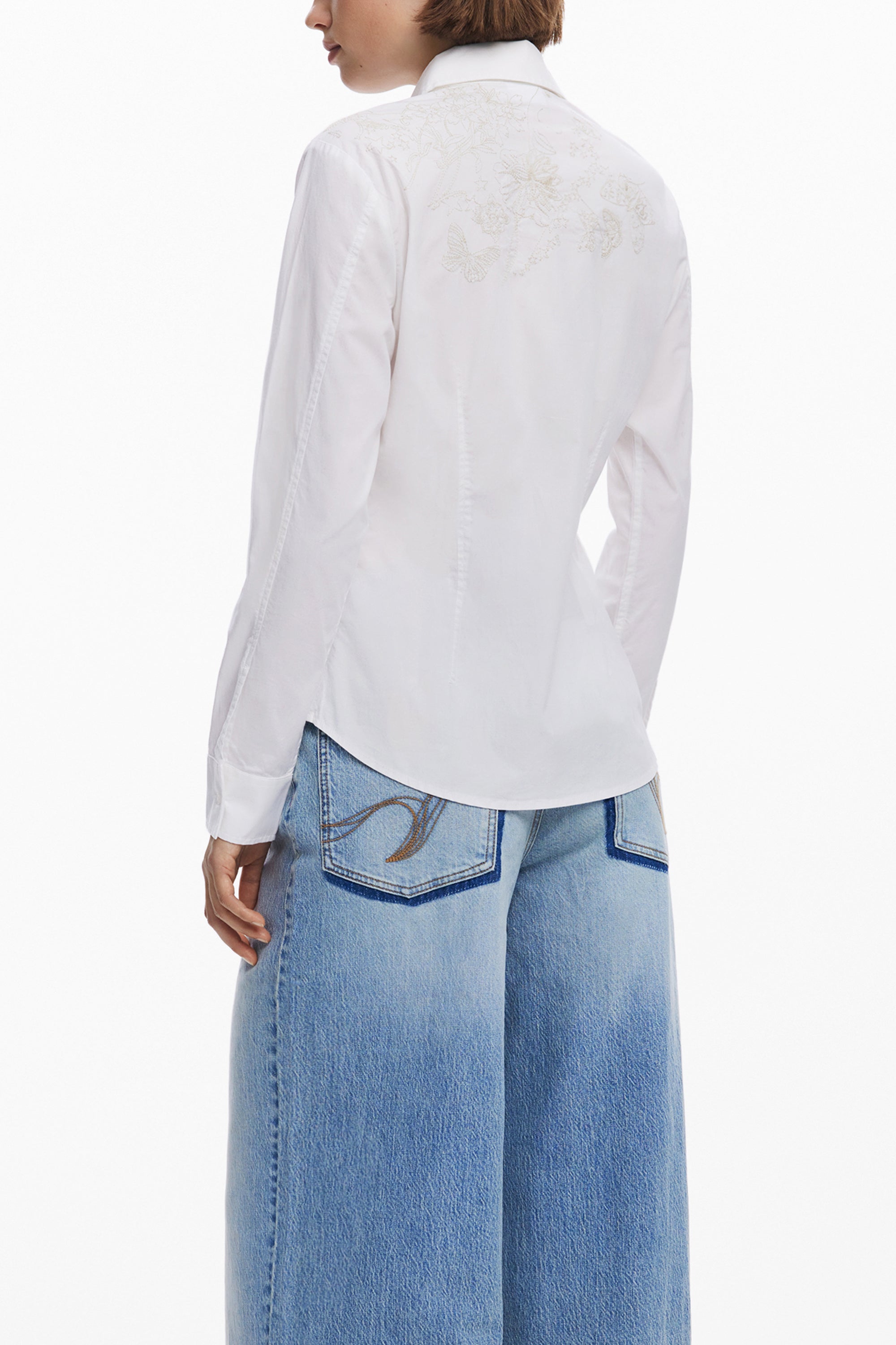 DESIGUAL WOMENS LONG-SLEEVED SHIRT WHITE