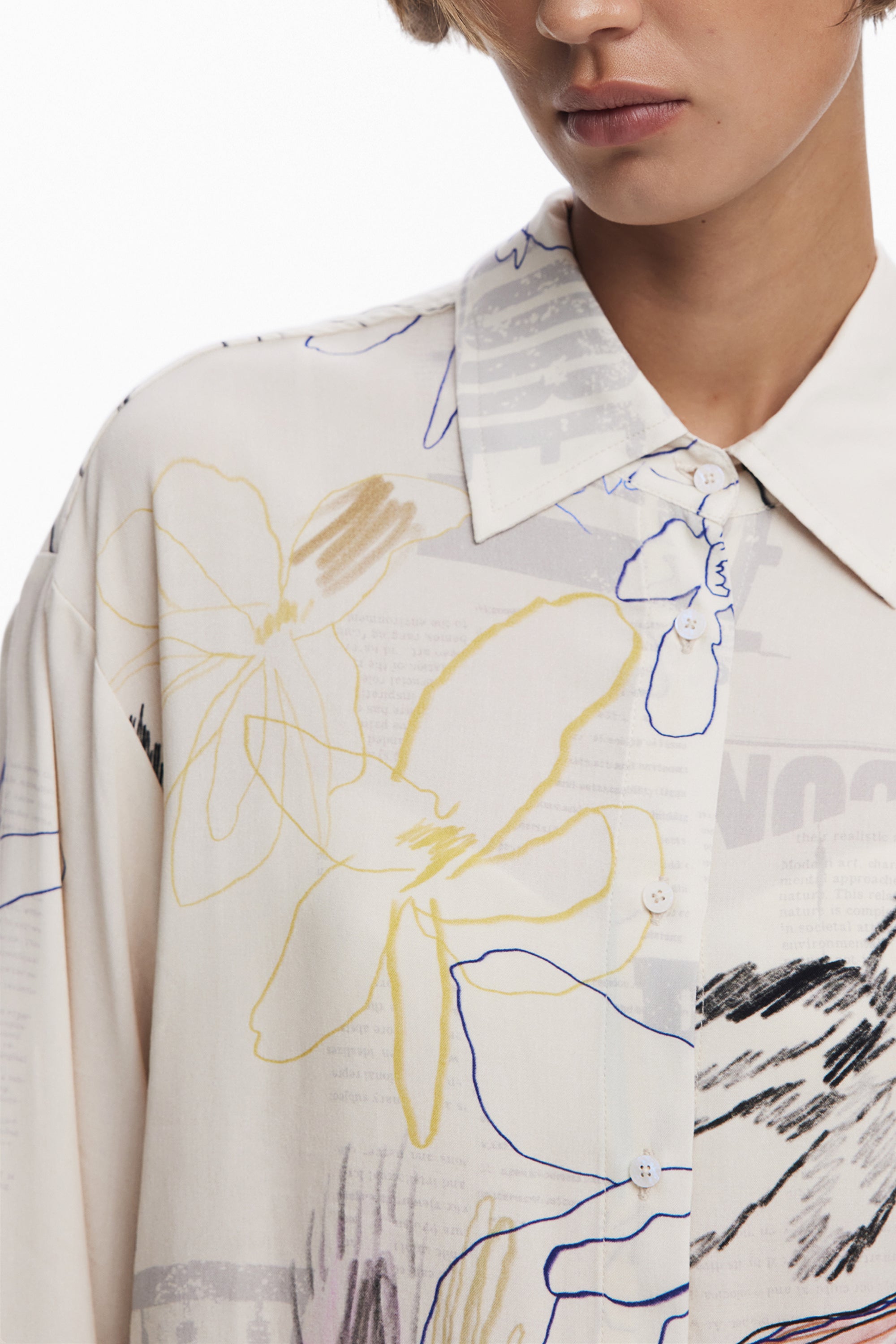 DESIGUAL WOMENS LONG-SLEEVED SHIRT WHITE