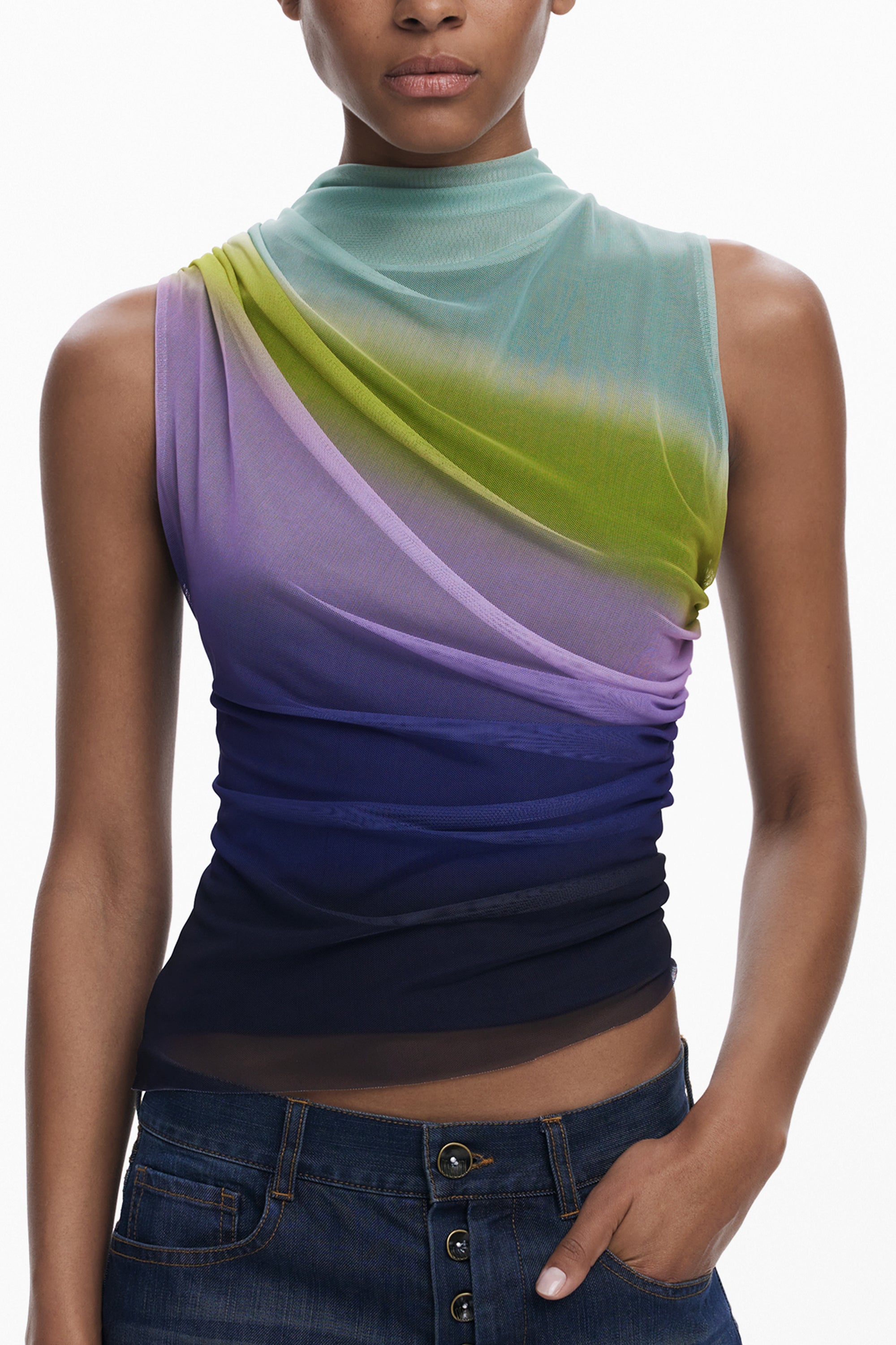 DESIGUAL WOMENS GREEN TANK TOP