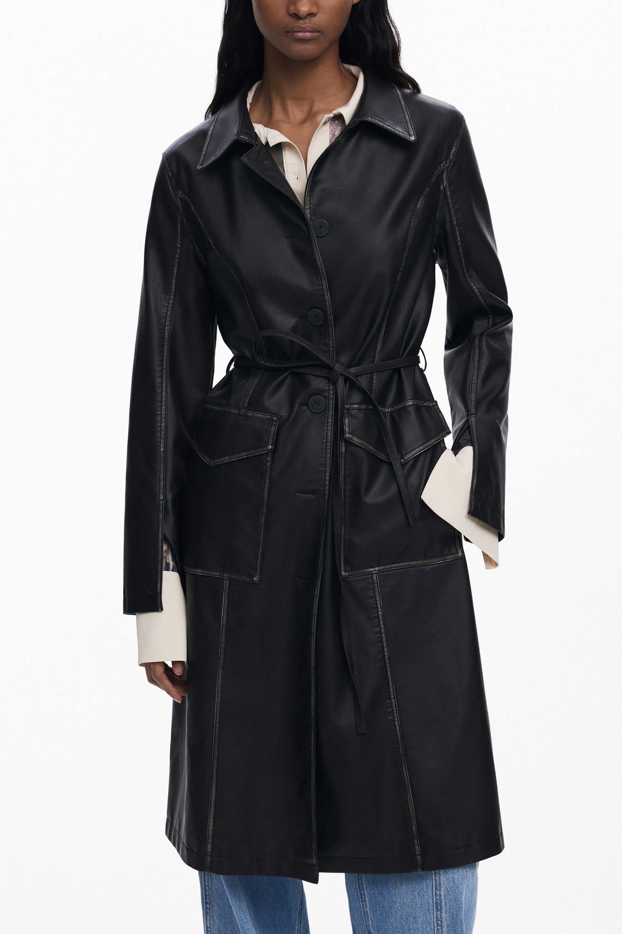 DESIGUAL WOMENS BLACK COAT