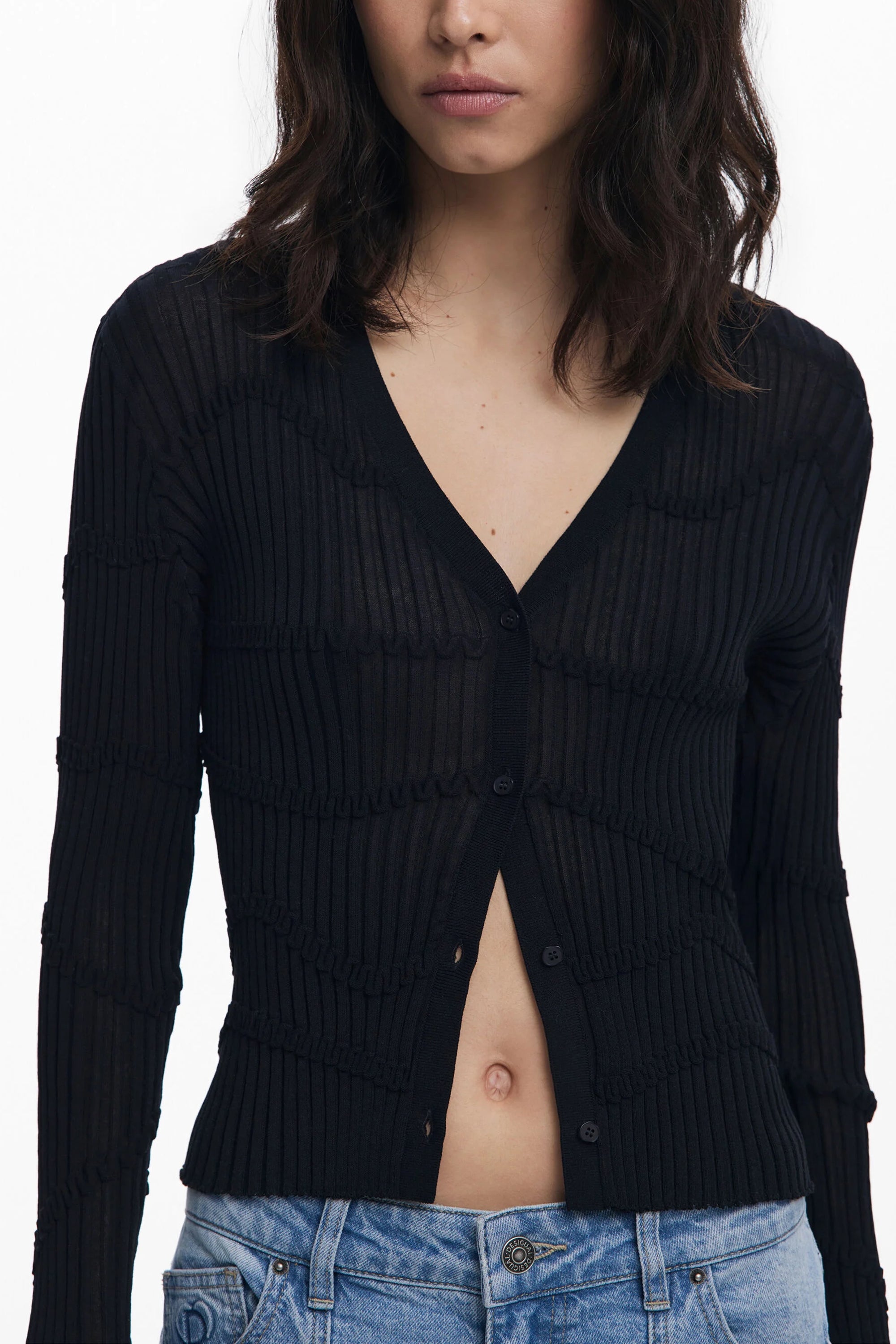 DESIGUAL WOMENS BLACK CARDIGAN