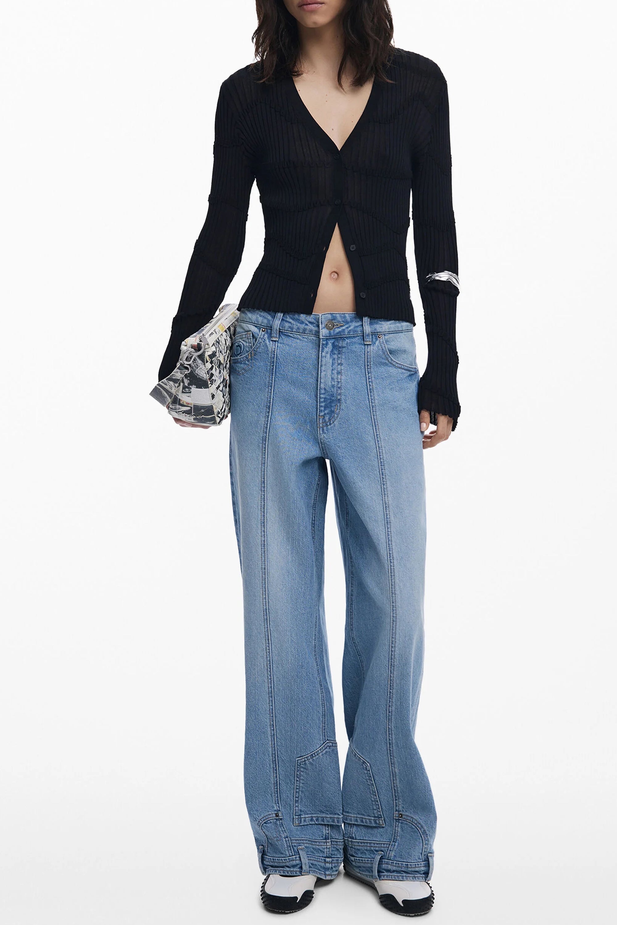 DESIGUAL WOMENS BLACK CARDIGAN
