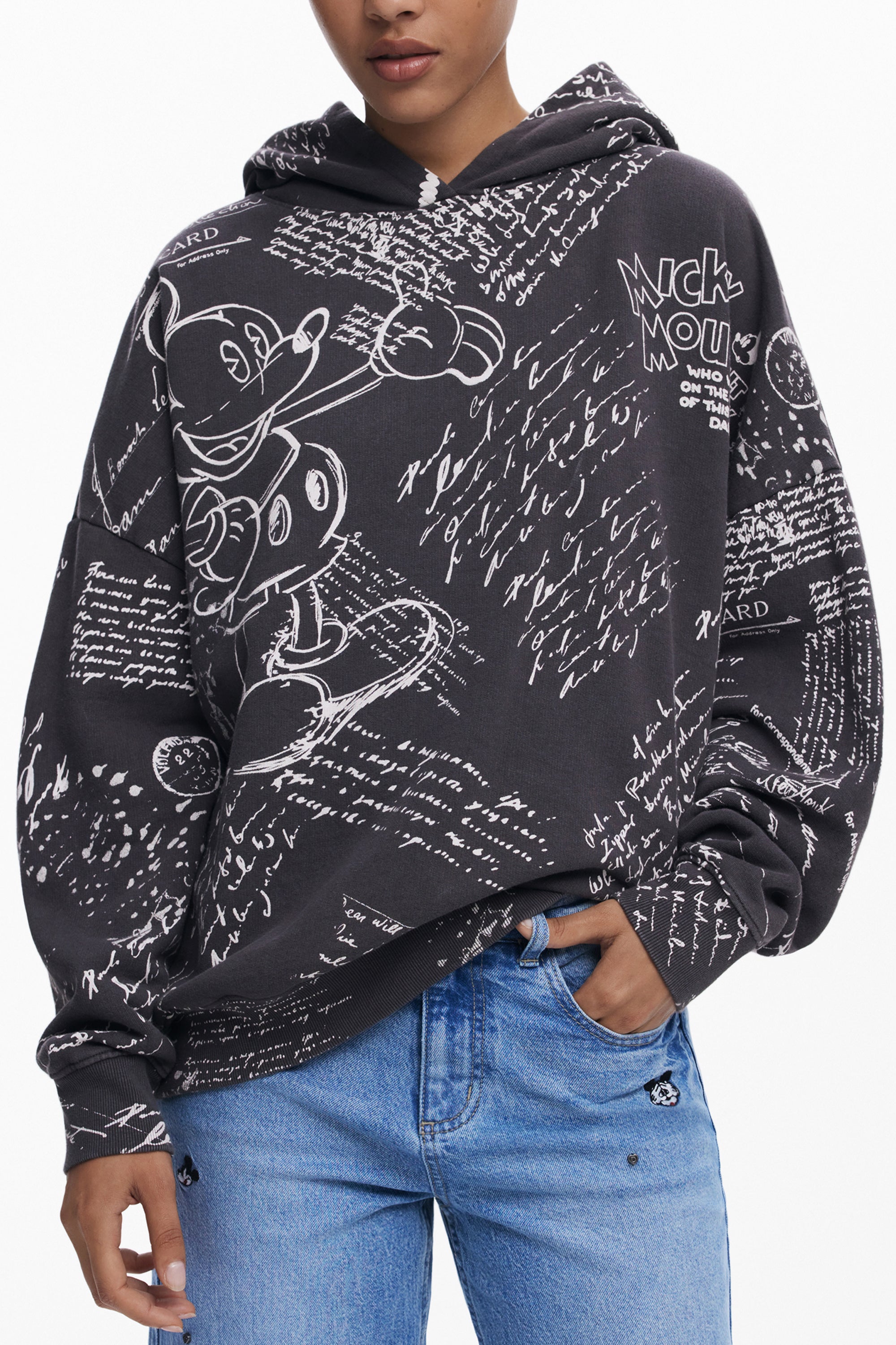 DESIGUAL WOMENS BLACK ZIP-UP SWEATSHIRT
