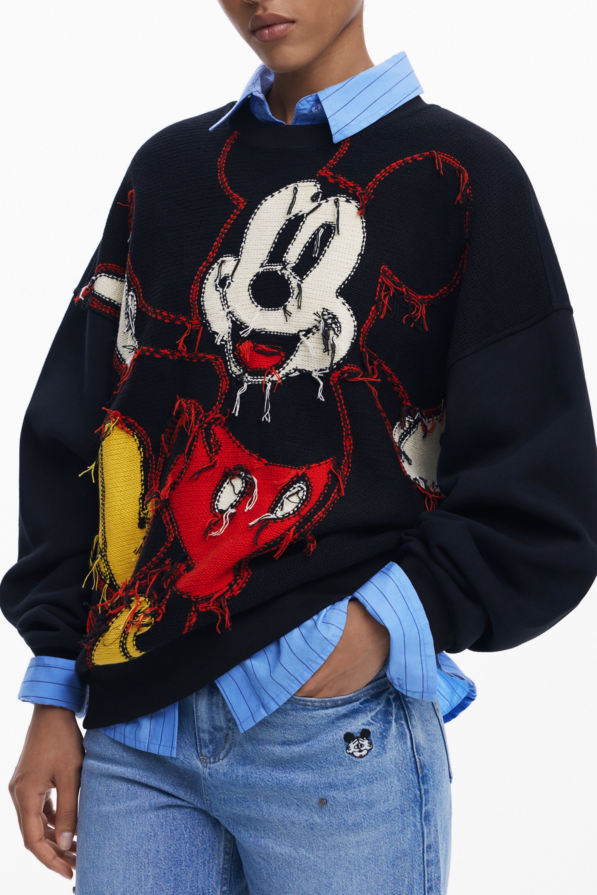 DESIGUAL WOMENS BLACK ZIP-UP SWEATSHIRT