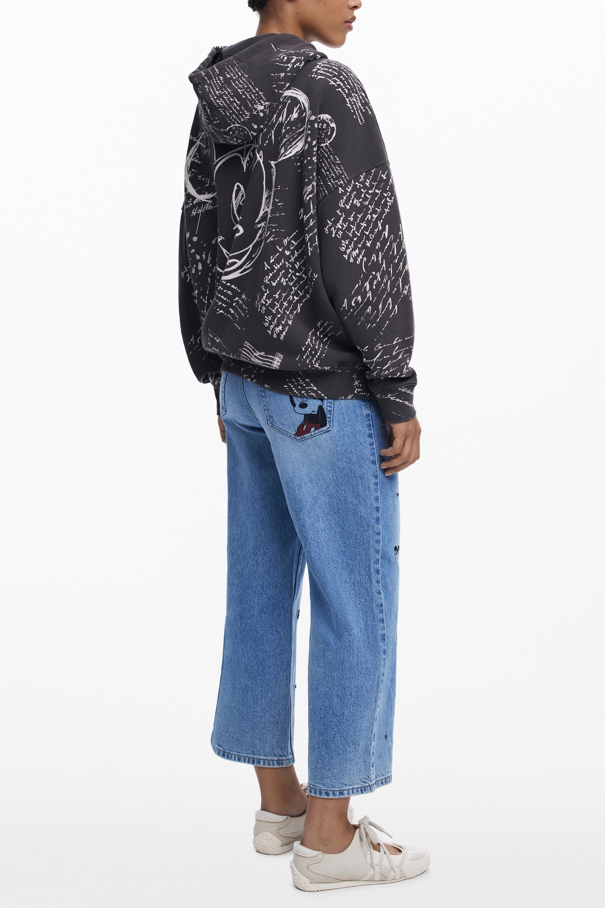 DESIGUAL WOMENS BLACK ZIP-UP SWEATSHIRT