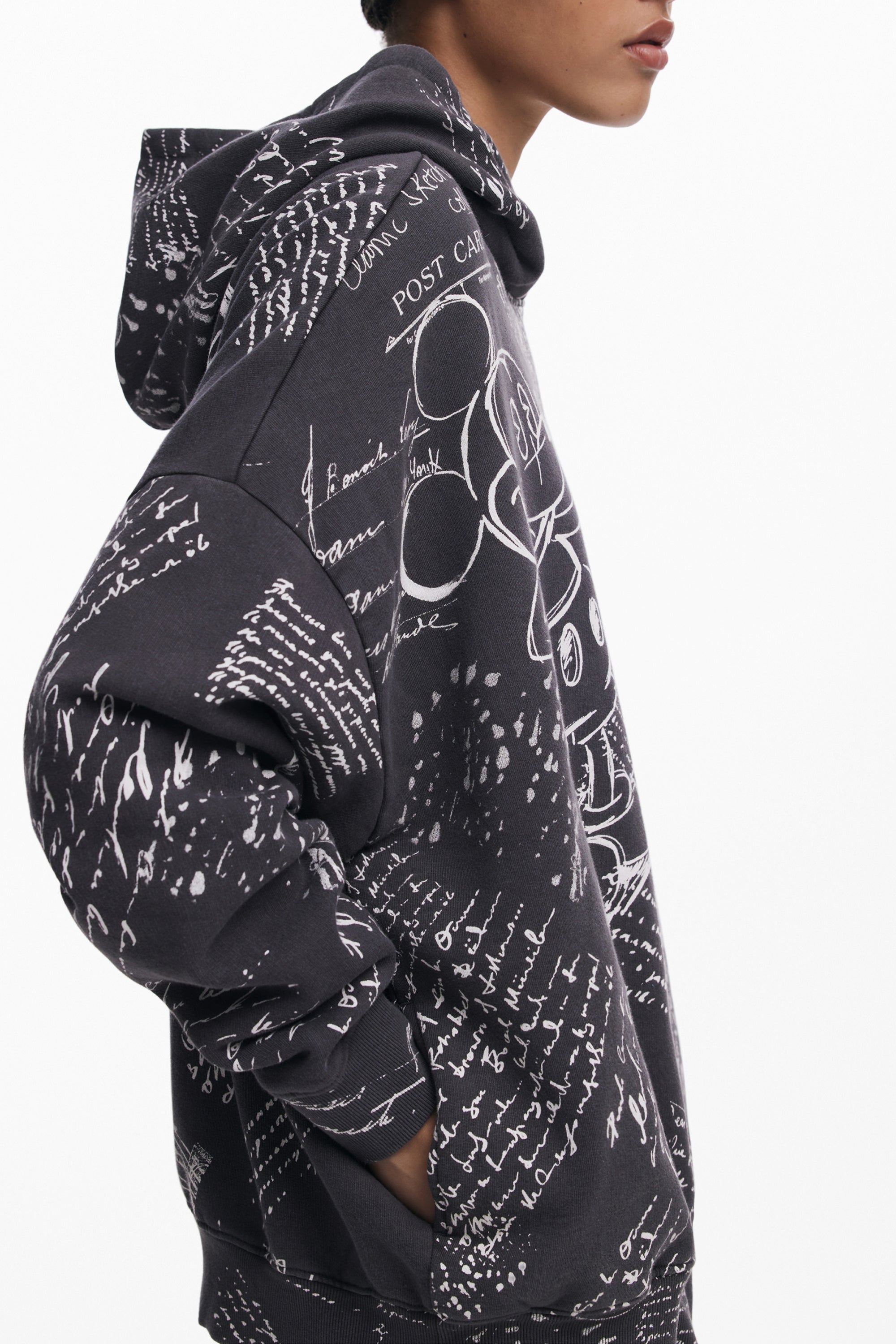 DESIGUAL WOMENS BLACK ZIP-UP SWEATSHIRT
