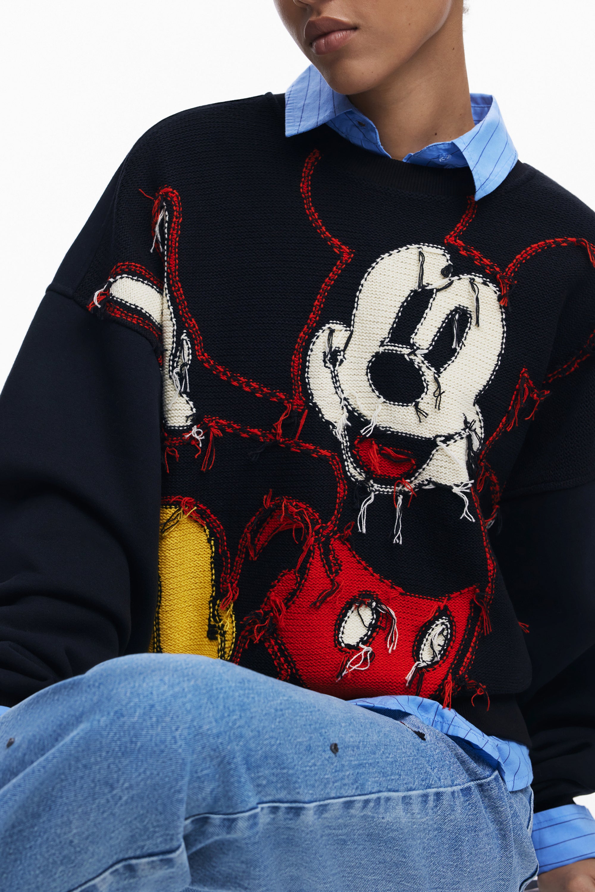 DESIGUAL WOMENS BLACK ZIP-UP SWEATSHIRT