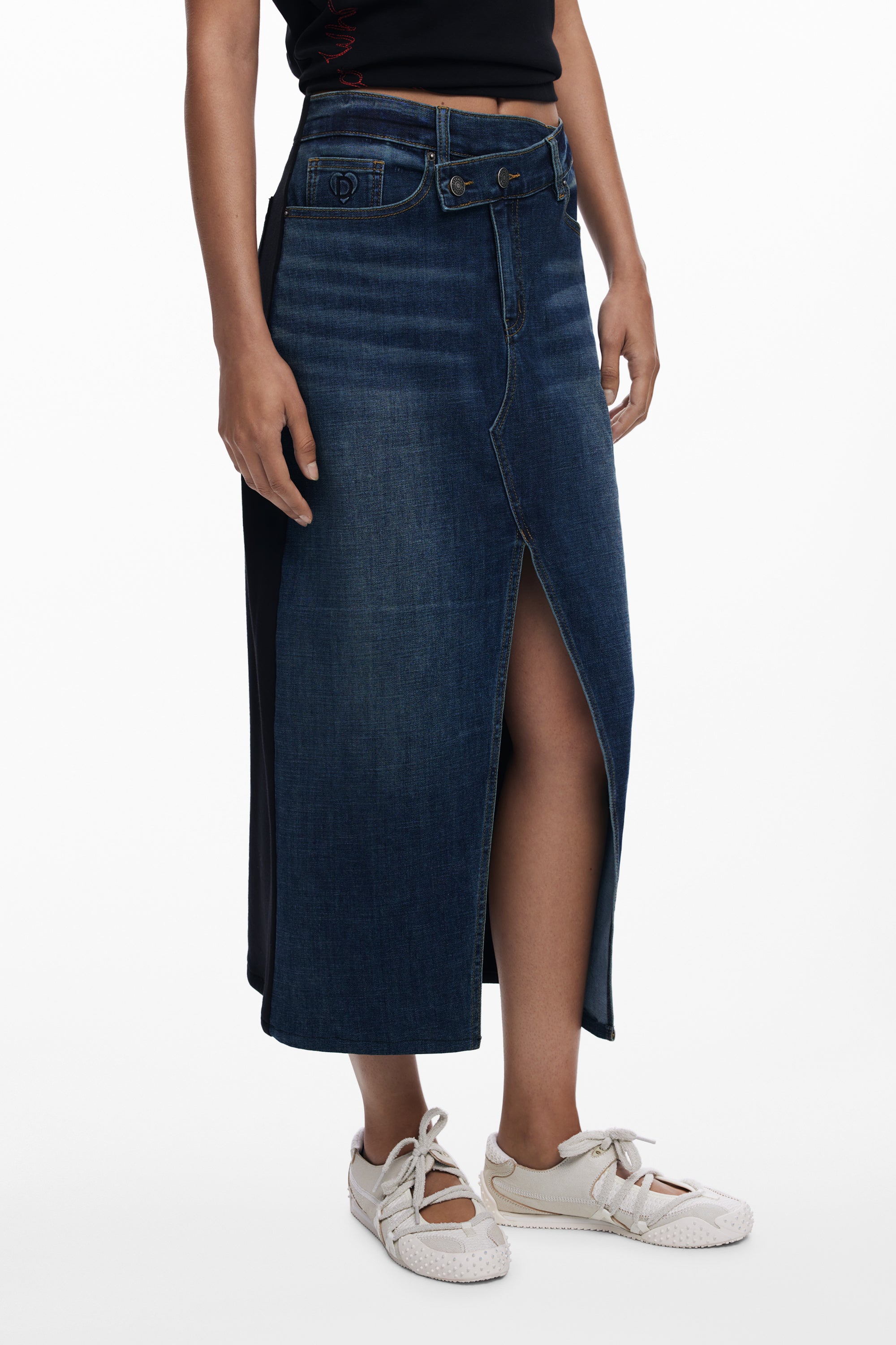 DESIGUAL WOMENS BLUE LONGUETTE SKIRT