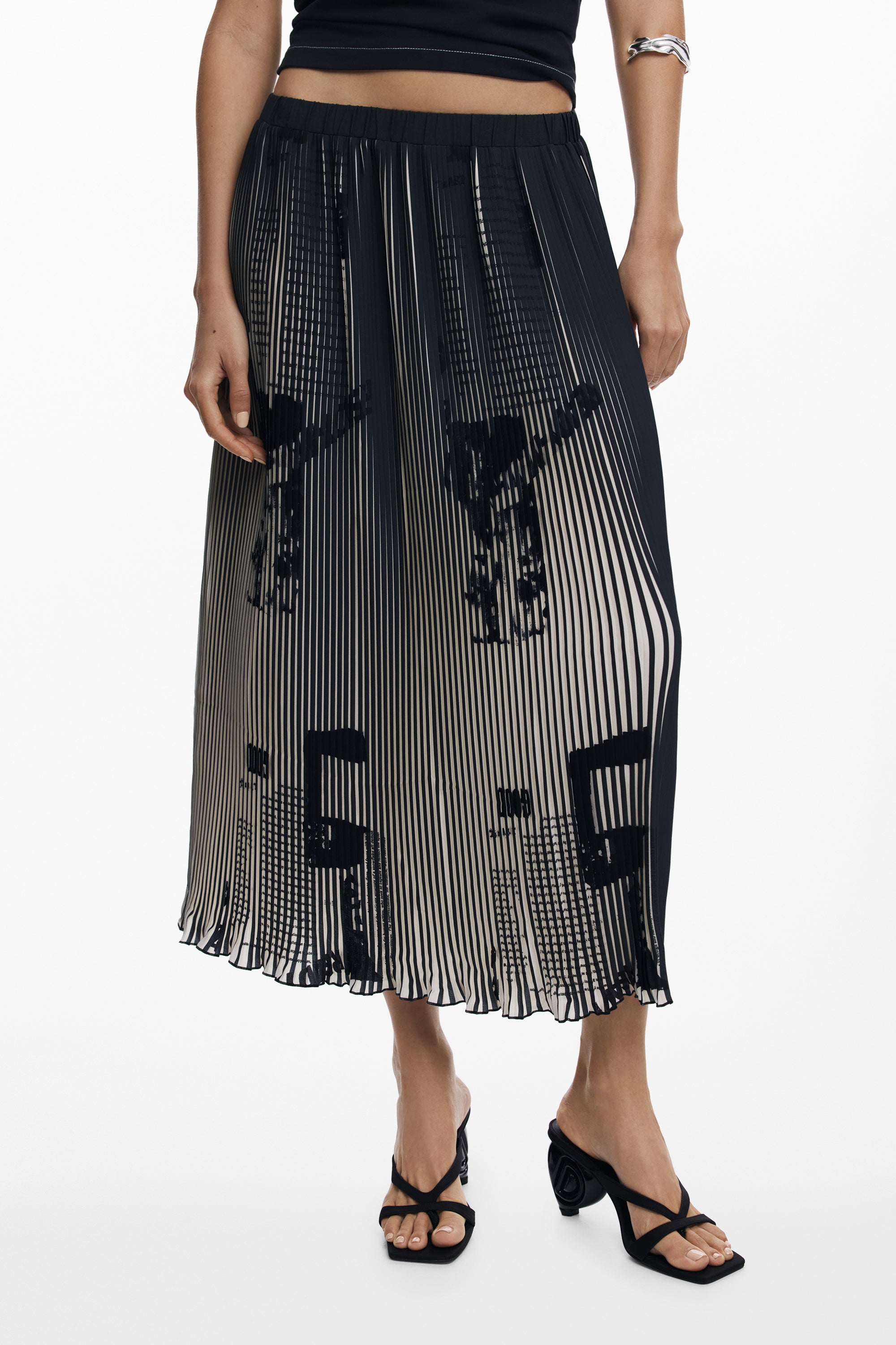 DESIGUAL WOMENS LONG SKIRT BLACK