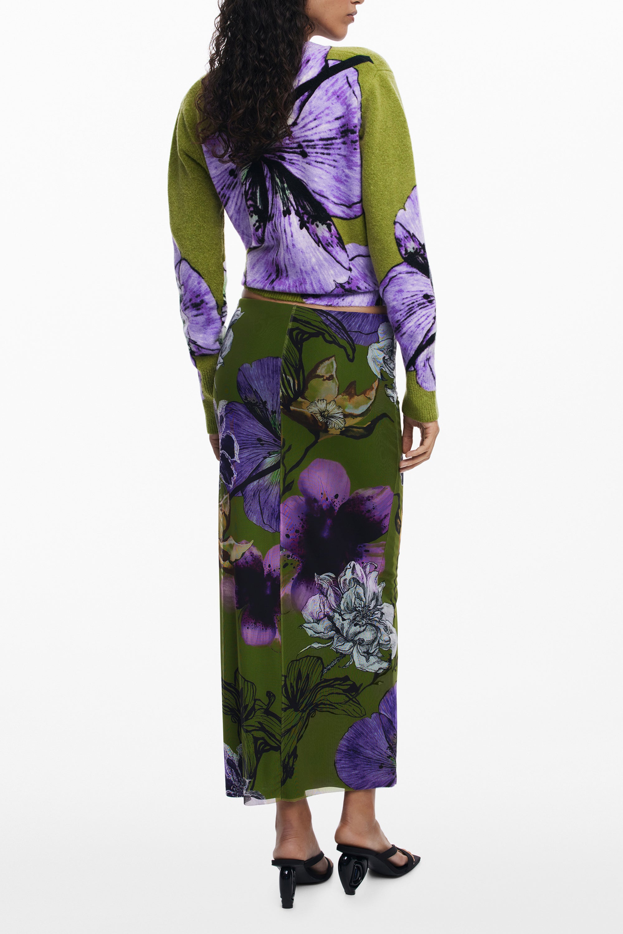 DESIGUAL WOMENS LONG GREEN SKIRT
