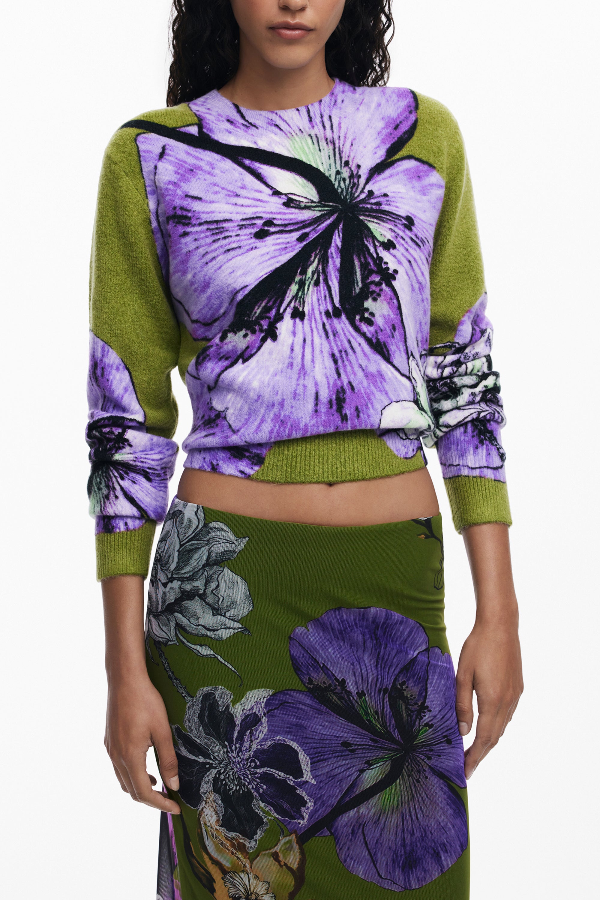 DESIGUAL WOMENS LONG GREEN SKIRT