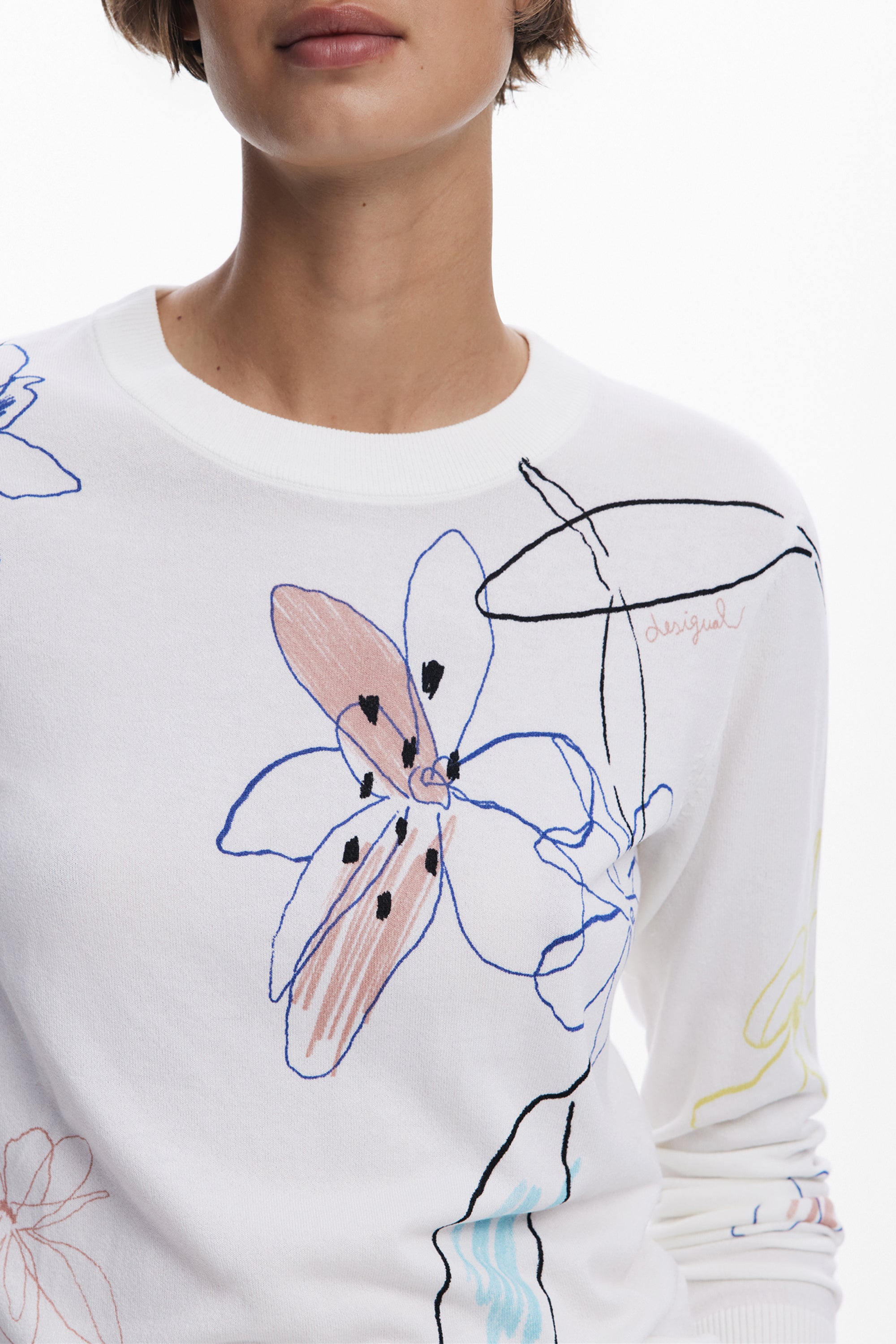 DESIGUAL WOMENS WHITE SWEATER
