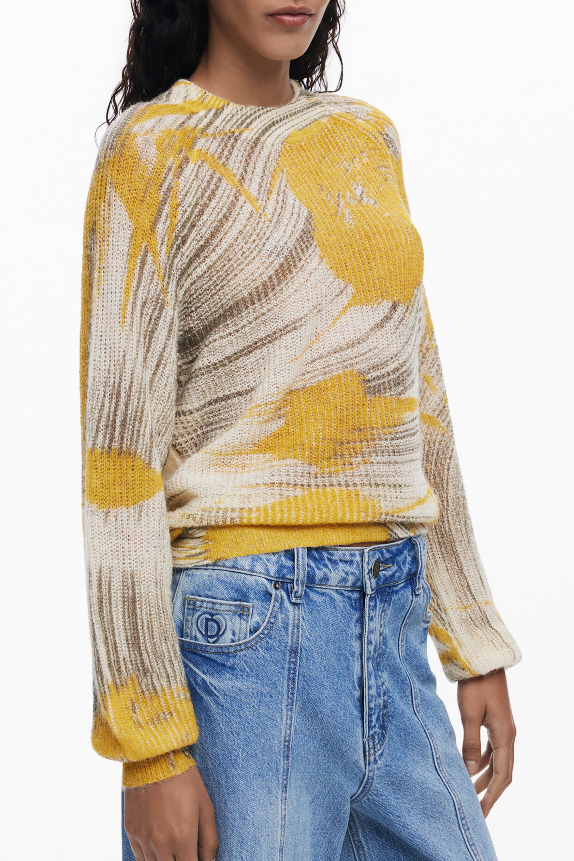 DESIGUAL WOMENS YELLOW SWEATER