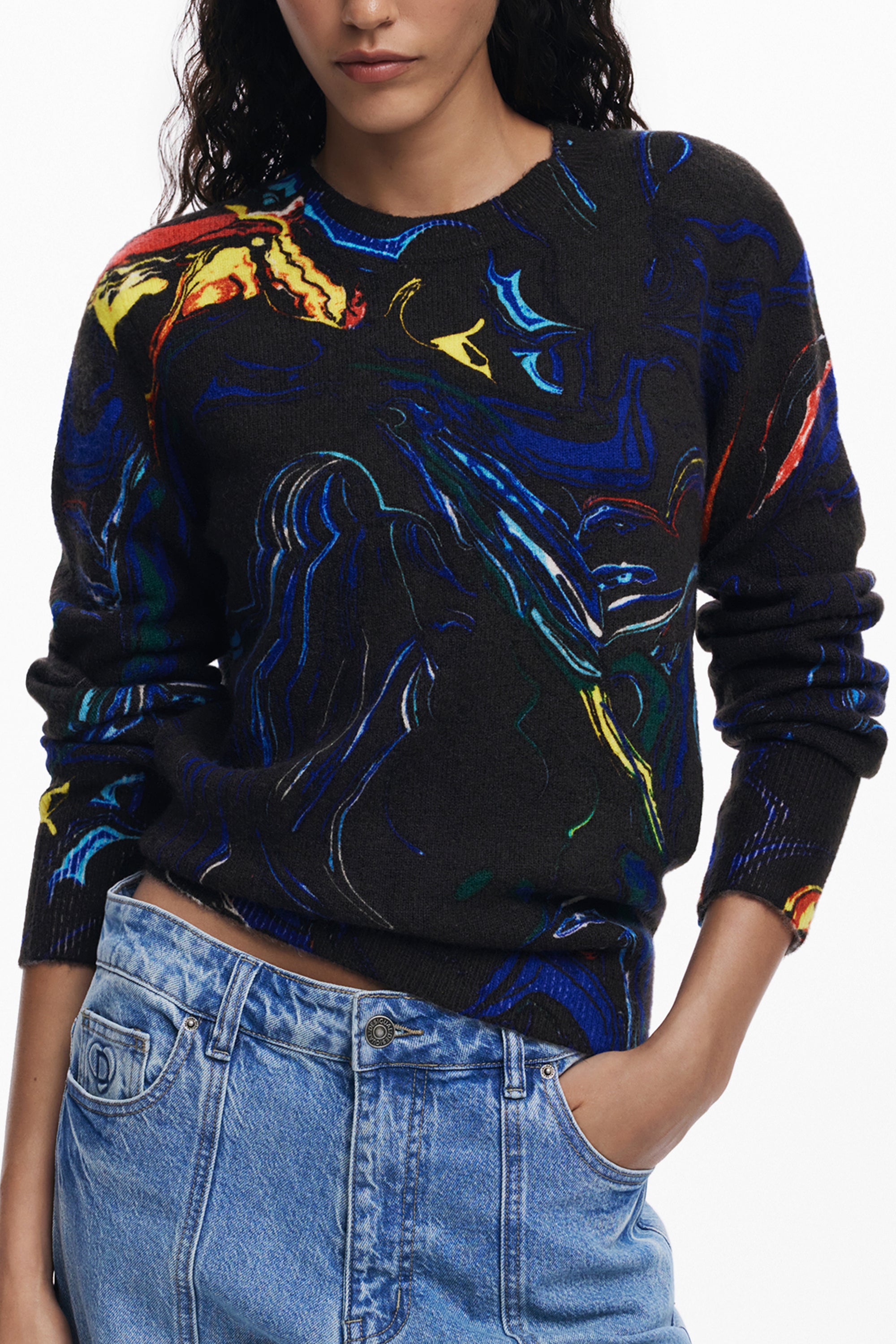 DESIGUAL WOMENS BLACK SWEATER