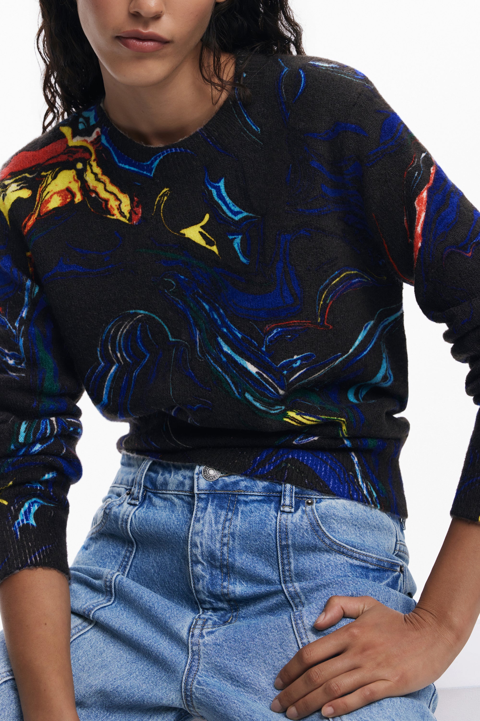 DESIGUAL WOMENS BLACK SWEATER