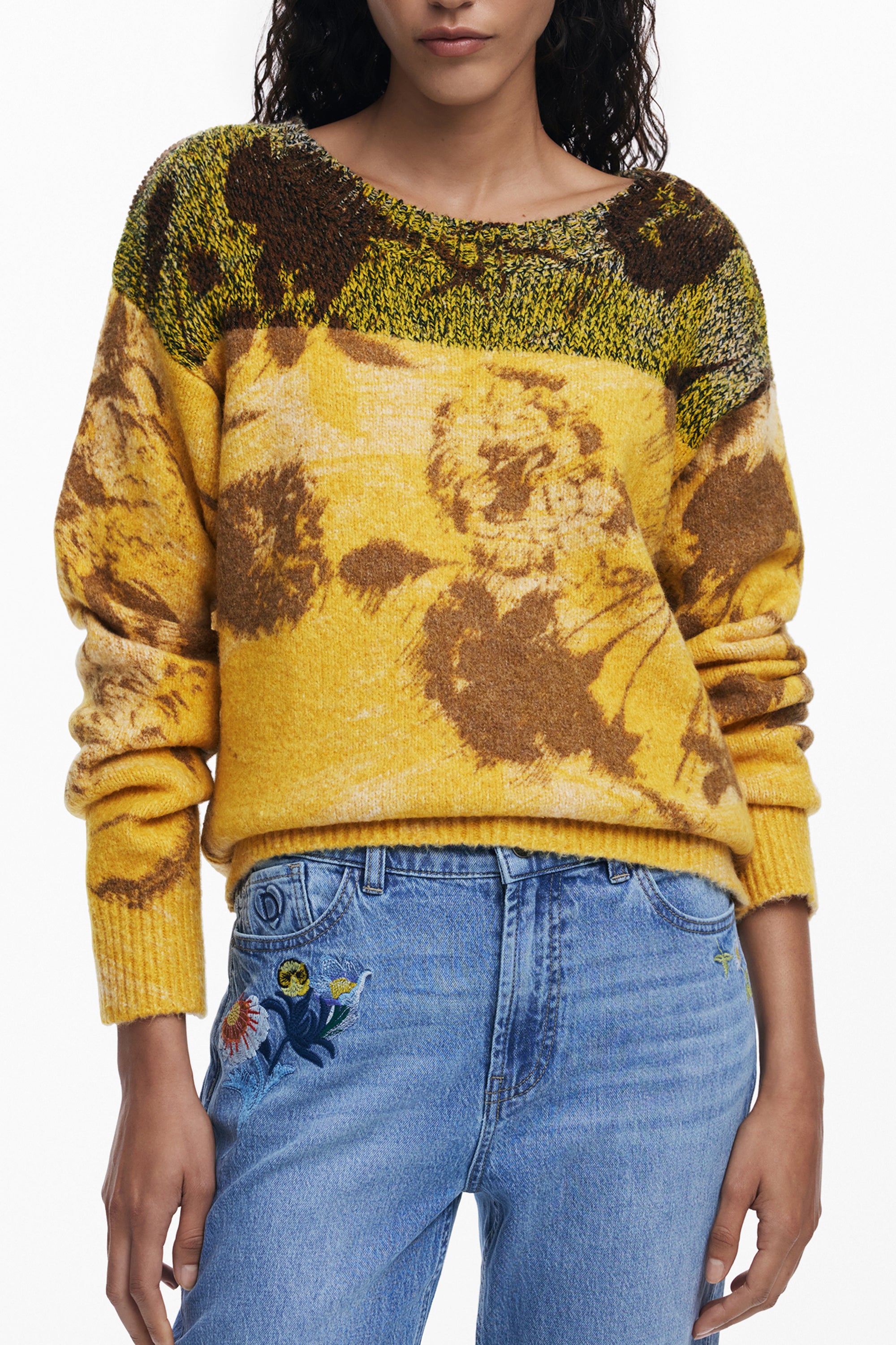 DESIGUAL WOMENS YELLOW SWEATER