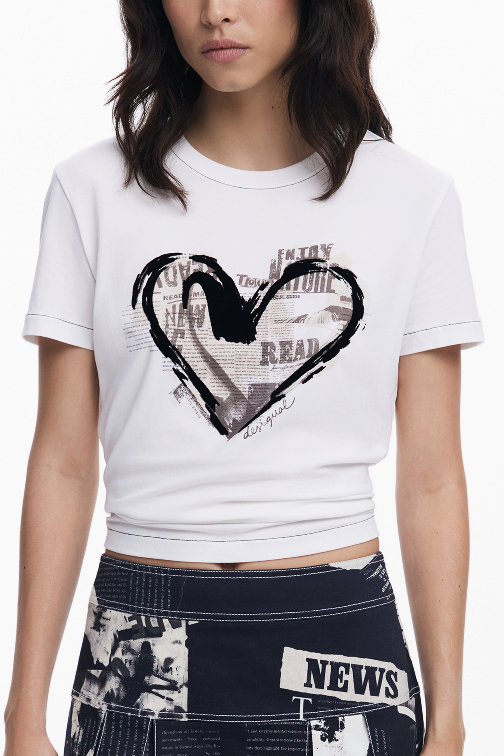 DESIGUAL WOMENS SHORT-SLEEVE T-SHIRT WHITE