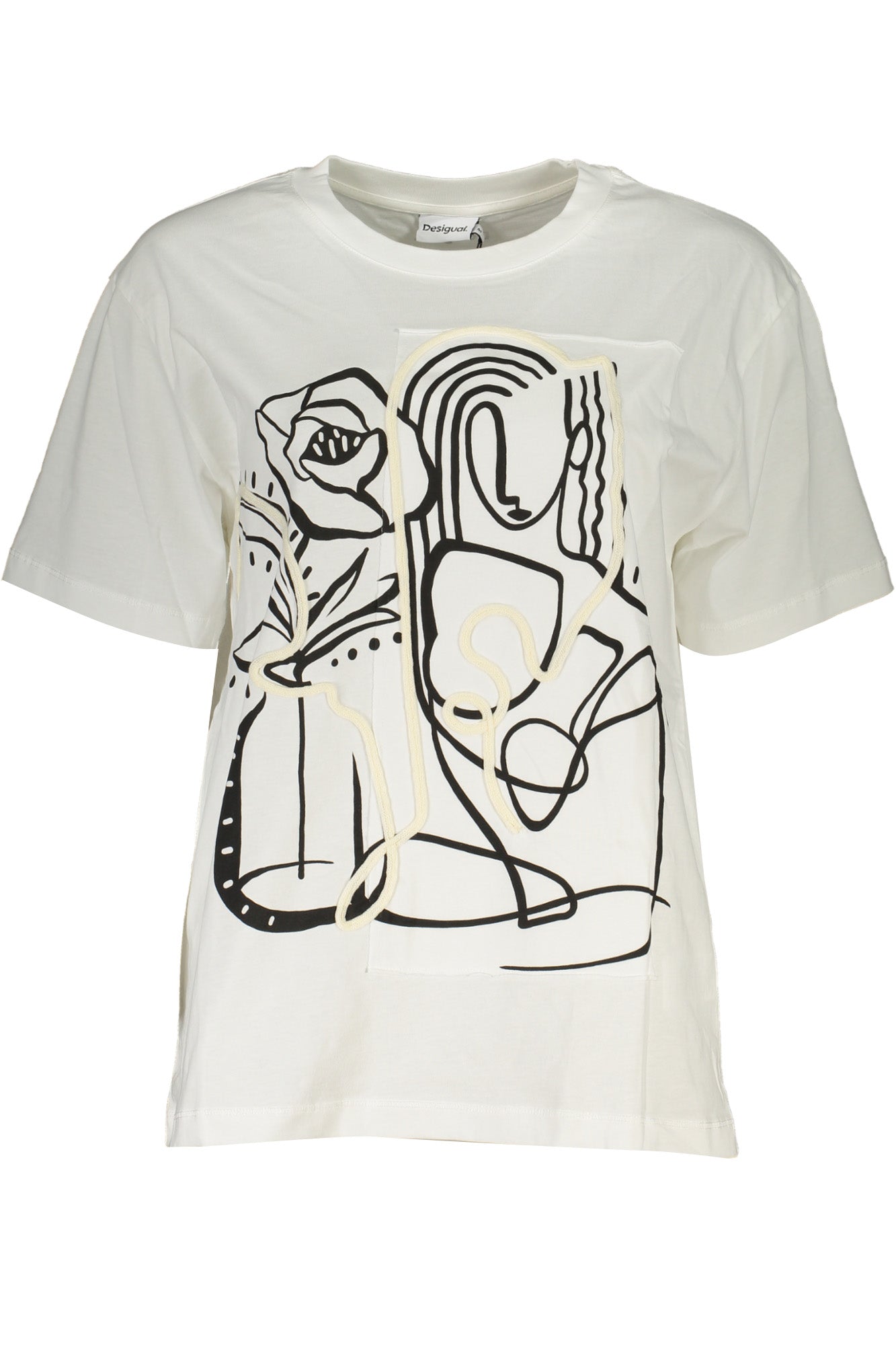 DESIGUAL WOMENS SHORT SLEEVE T-SHIRT WHITE