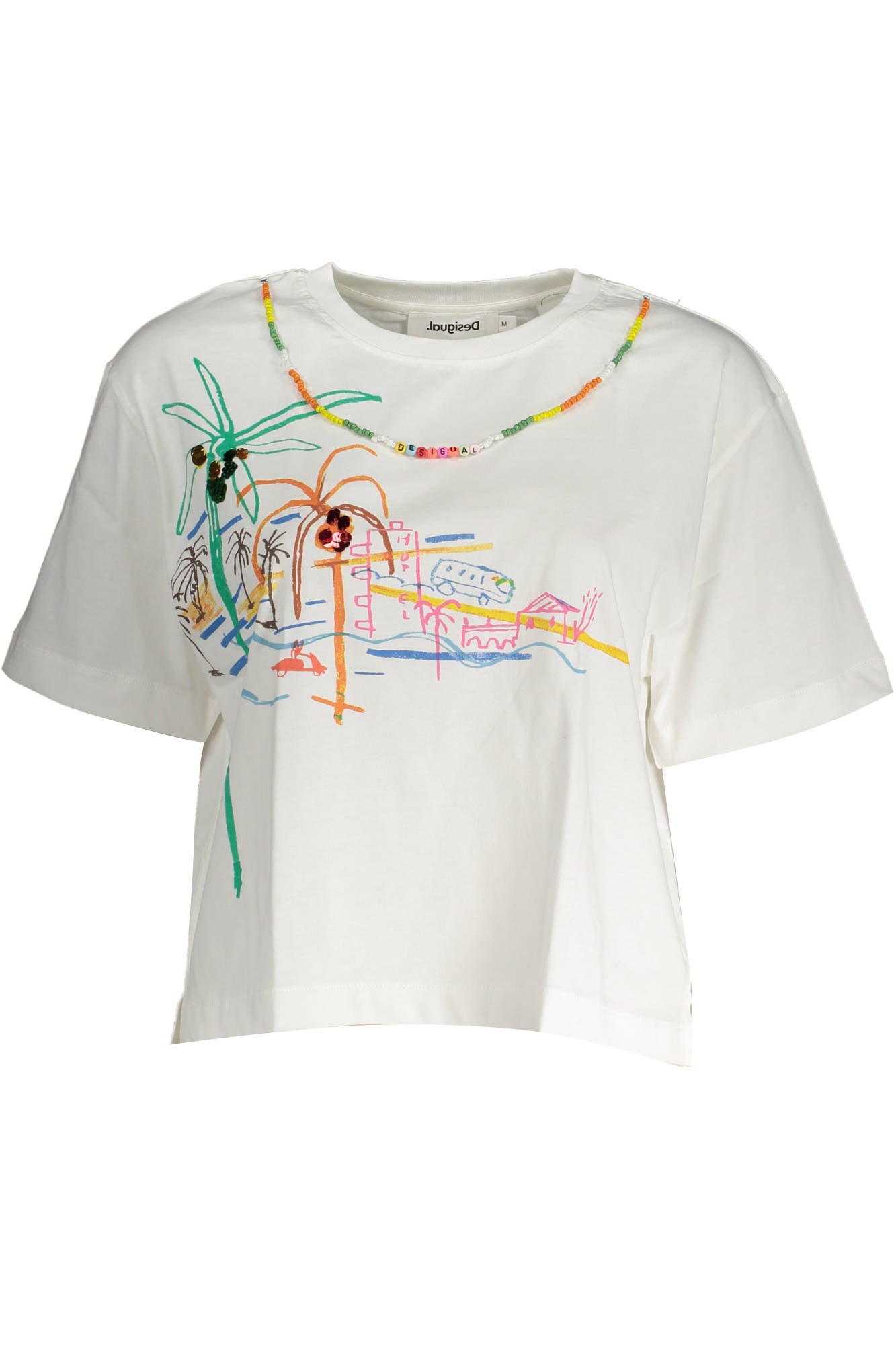 DESIGUAL WOMENS SHORT SLEEVE T-SHIRT WHITE