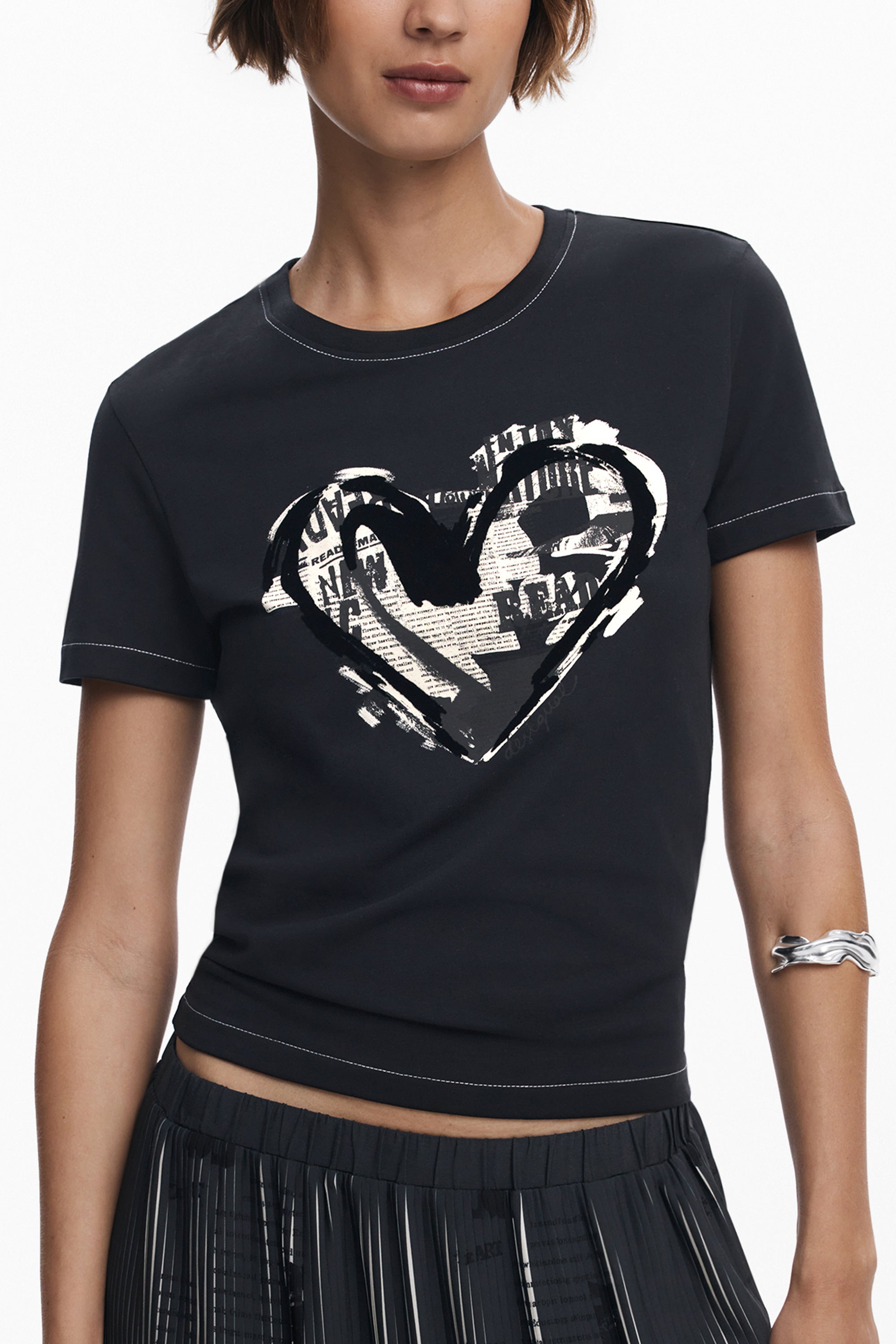 DESIGUAL WOMENS SHORT-SLEEVE T-SHIRT BLACK