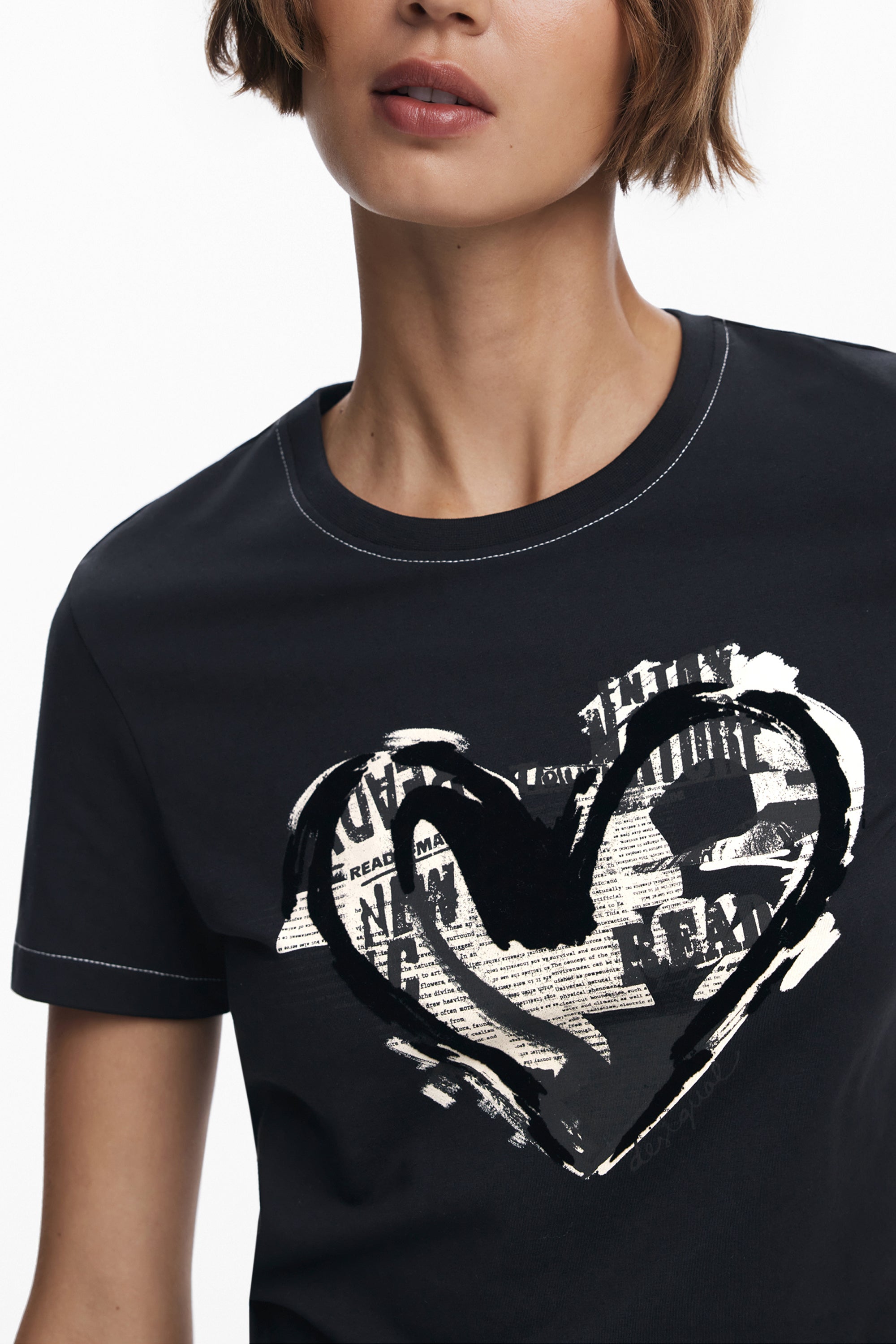 DESIGUAL WOMENS SHORT-SLEEVE T-SHIRT BLACK