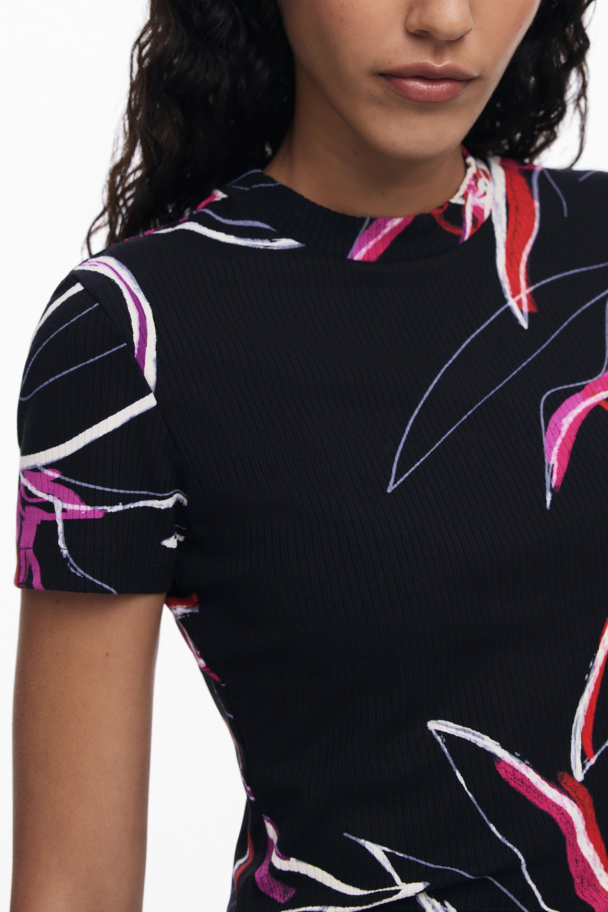 DESIGUAL WOMENS SHORT-SLEEVE T-SHIRT BLACK