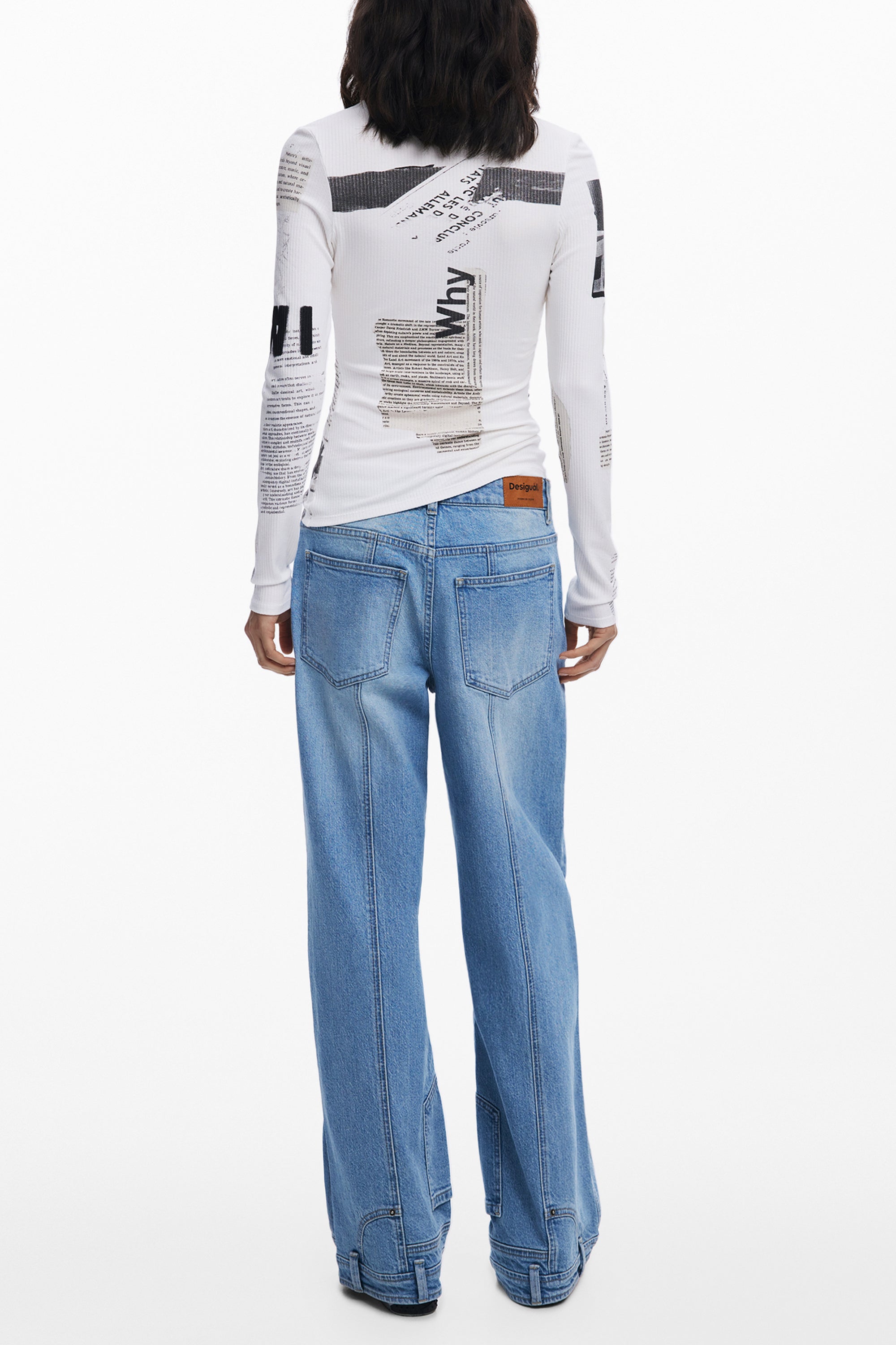 DESIGUAL WOMENS LONG-SLEEVED T-SHIRT WHITE