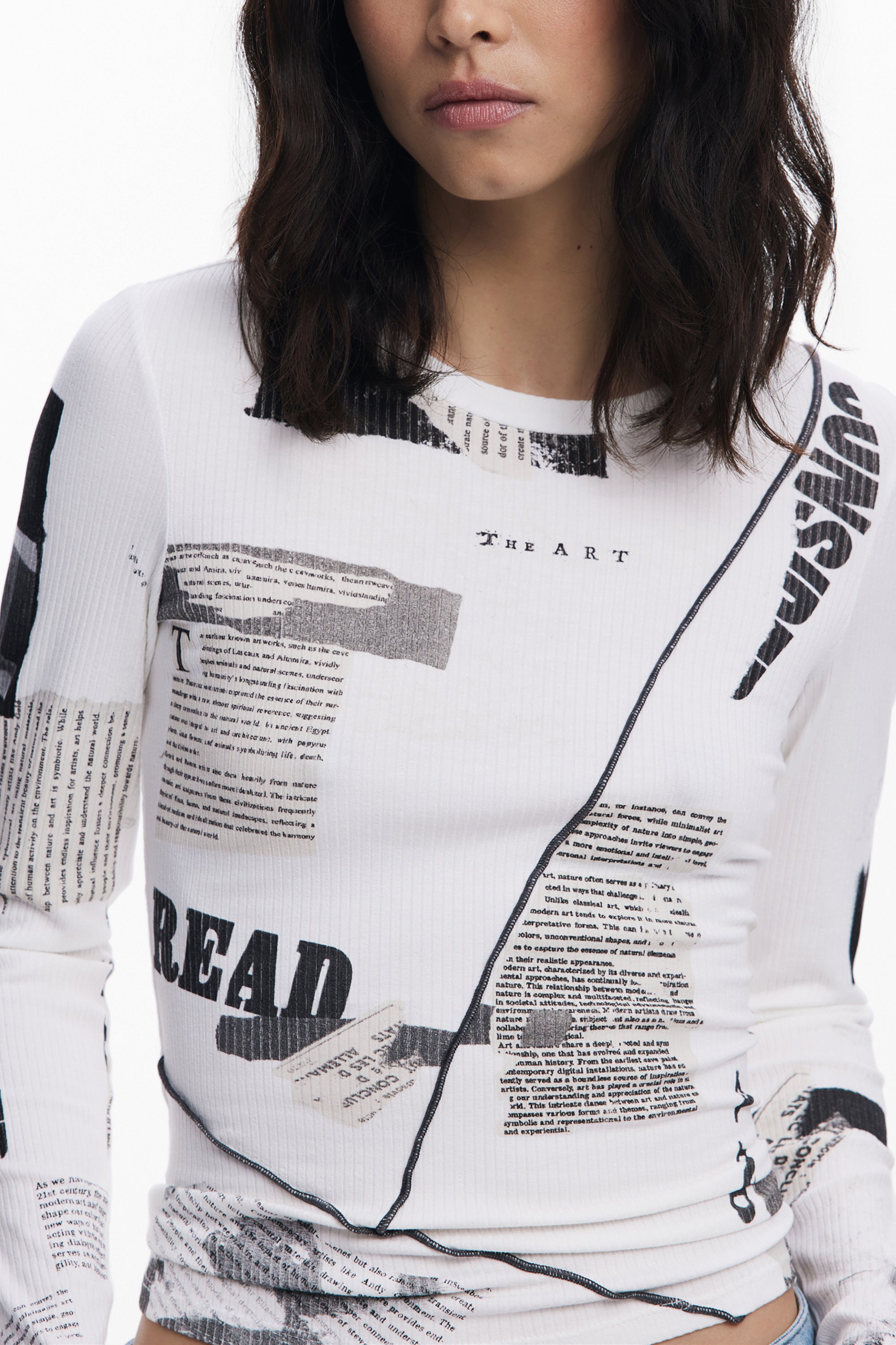 DESIGUAL WOMENS LONG-SLEEVED T-SHIRT WHITE